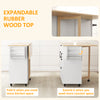 HOMCOM Kitchen Island with Drop Leaf, Rolling Kitchen Cart on Wheels with 3 Drawers, 2 Cabinets, Natural Wood Top, Spice Rack and Towel Rack, White