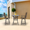 Outsunny 3 Piece Outdoor Patio Bar Set, 2 Swivel Stool and 1 Bar Table, All-Weather, Metal Frame for Balcony, Backyard, Deck, Brown