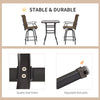 Outsunny 3 Piece Outdoor Patio Bar Set, 2 Swivel Stool and 1 Bar Table, All-Weather, Metal Frame for Balcony, Backyard, Deck, Brown