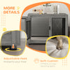 PawHut 37" Double-Door Dog Crate Furniture for Large Medium Dogs, Pet Crate End Table with Water-Resistant Cushion, Wooden Dog Cage Kennel Furniture for Indoor Use, Grey