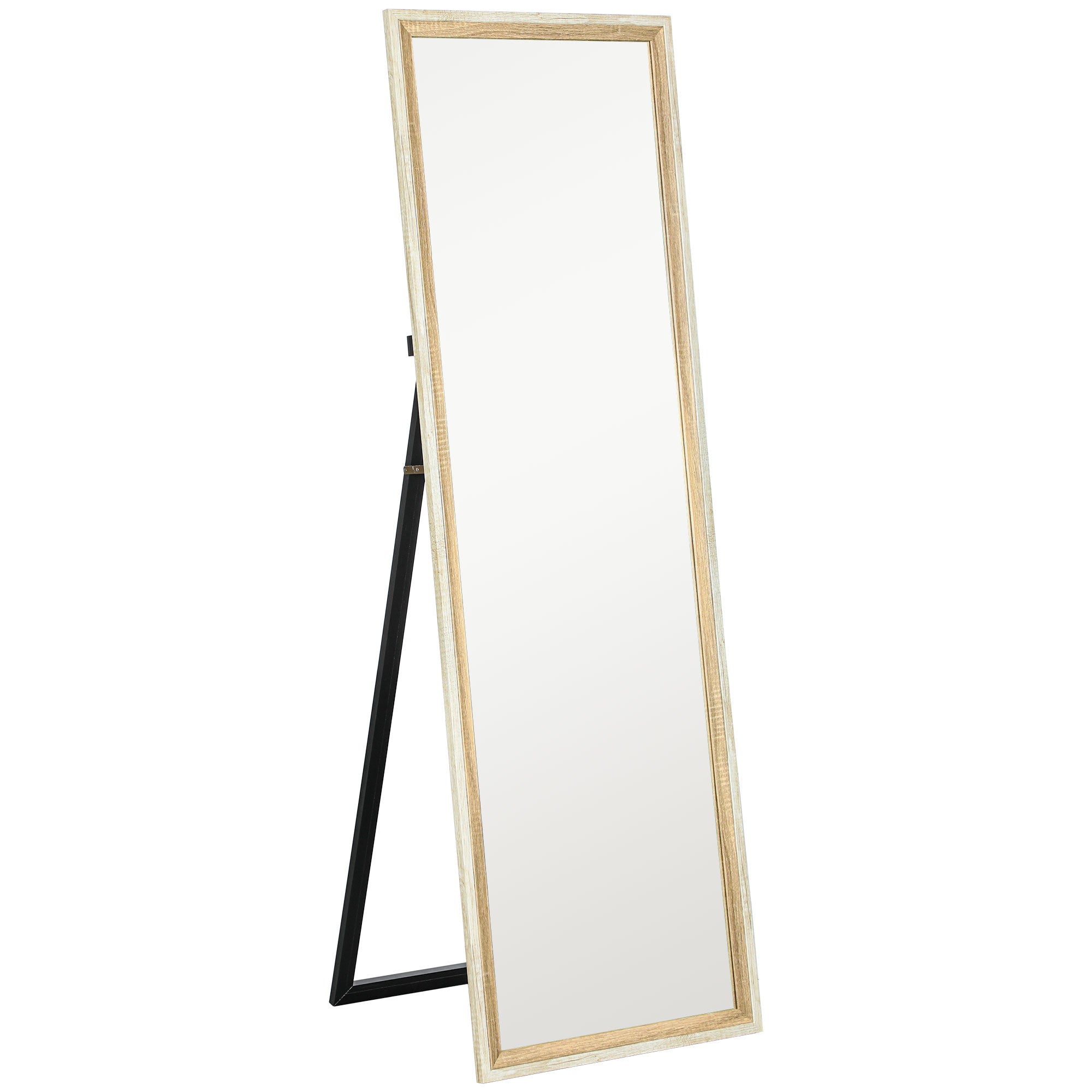 HOMCOM Full Length Mirror, 64" x 21" Full Body Mirror with Frame, Free Standing, Leaning or Wall Mirror for Bedroom, Living Room, Dark Wood Grain