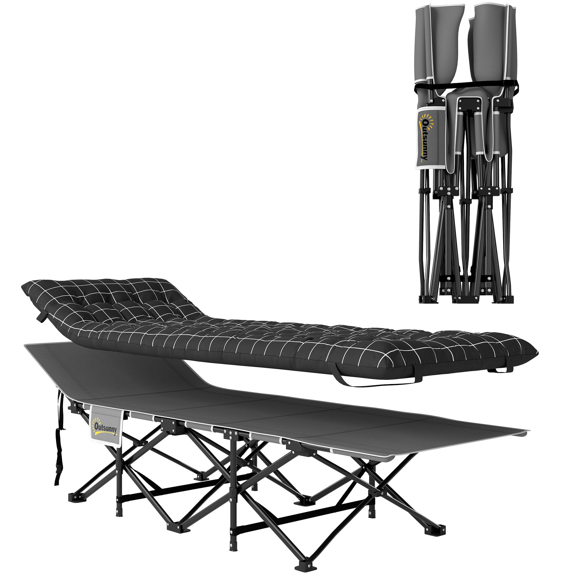 Outsunny Camping Cot for Adults with Mattress, 26.4