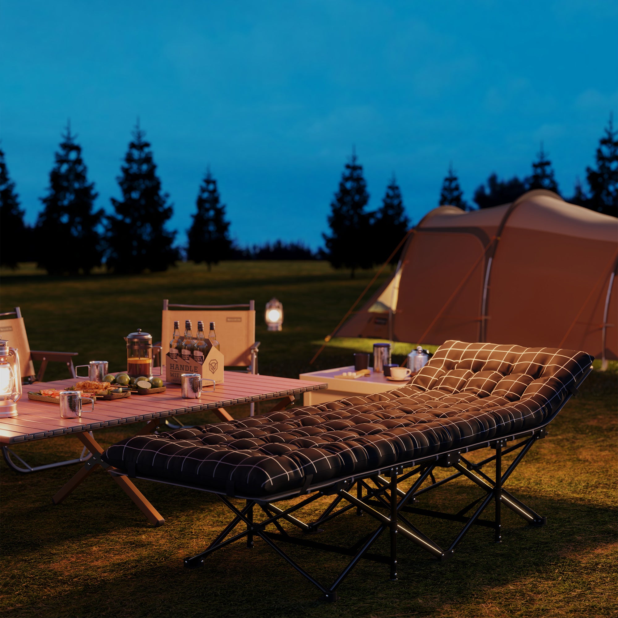 Outsunny Camping Cot for Adults with Mattress, 26.4" Wide Folding Bed with Storage Pocket, Carry Bag and Non-Slip Feet for Outdoor Travel Home Office, Max Load 330 LBS, Black