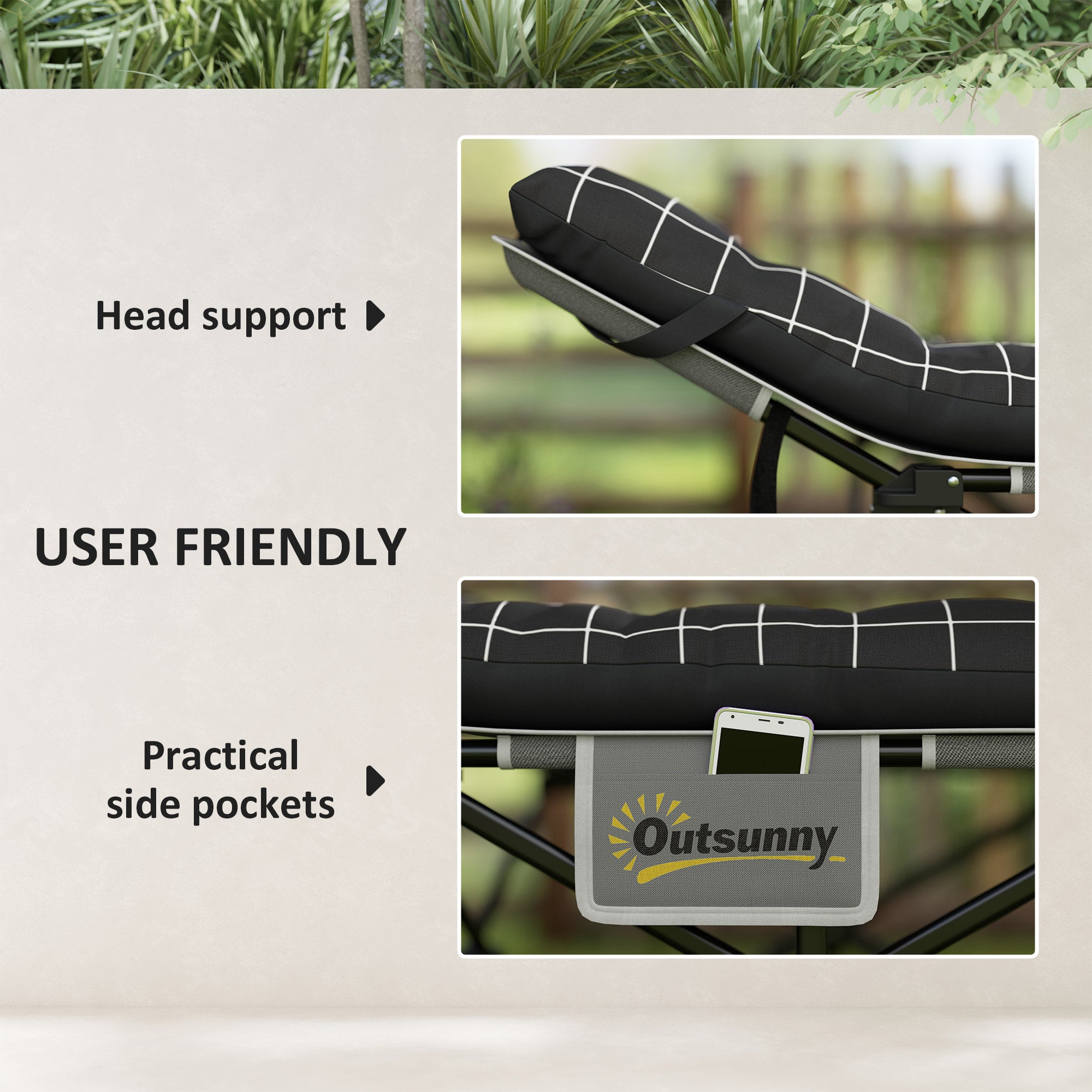 Outsunny Camping Cot for Adults with Mattress, 26.4" Wide Folding Bed with Storage Pocket, Carry Bag and Non-Slip Feet for Outdoor Travel Home Office, Max Load 330 LBS, Black