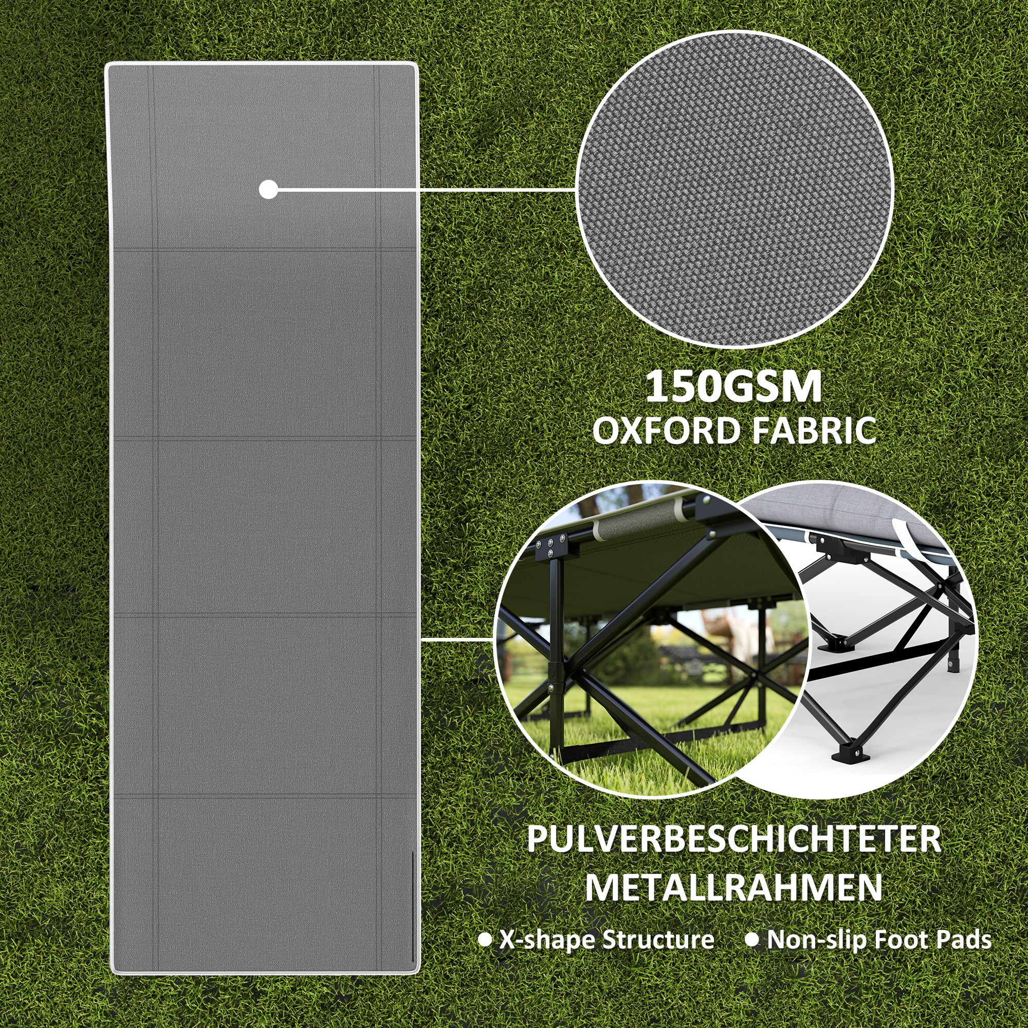 Outsunny Camping Cot for Adults with Mattress, 26.4" Wide Folding Bed with Storage Pocket, Carry Bag and Non-Slip Feet for Outdoor Travel Home Office, Max Load 330 LBS, Black