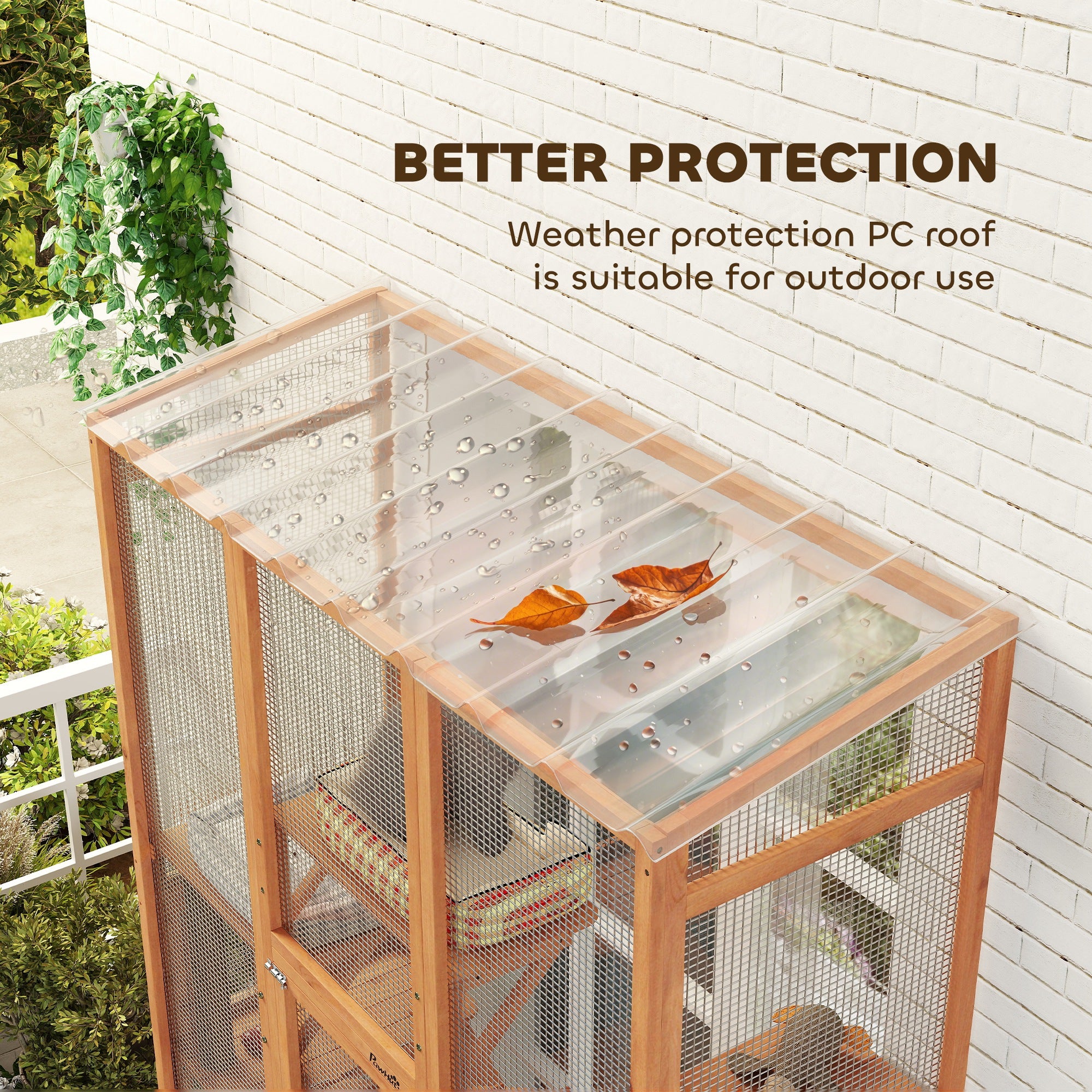 PawHut Catio Outdoor Cat Enclosure, Large Wooden Cat House with 6 Jumping Platforms, Scratching Post, 2 Ramps, Waterproof Roof, Outdoor Cat Cage for 2-3 Kittens, 64