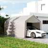 Outsunny 10 x 17 ft Heavy Duty Carport, Portable Garage with Roll-up Zipper Door, Steel Carport Tent Shelter UV Resistant Waterproof for Motorcycle Garden Storage, Grey