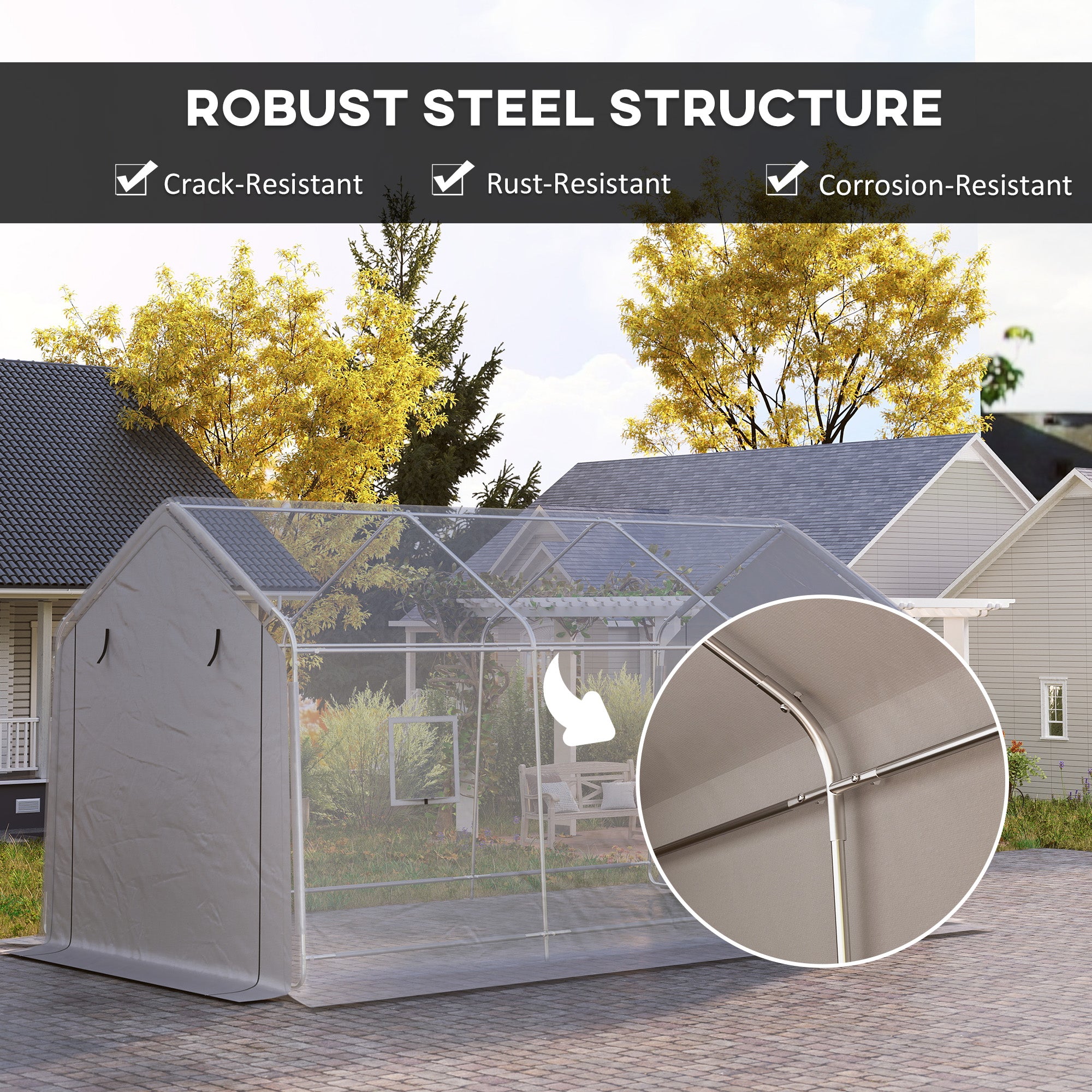 Outsunny 10 x 17 ft Heavy Duty Carport, Portable Garage with Roll-up Zipper Door, Steel Carport Tent Shelter UV Resistant Waterproof for Motorcycle Garden Storage, Grey