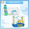 PawHut Hamster Cage, Large Small Animal House, 5-Level Guinea Pig Cage Gerbil Haven, Tunnel Tube System, with Water Bottle, Exercise Wheel, Food Dish, Ramps, Blue