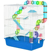 PawHut Hamster Cage, Large Small Animal House, 5-Level Guinea Pig Cage Gerbil Haven, Tunnel Tube System, with Water Bottle, Exercise Wheel, Food Dish, Ramps, Blue