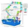 PawHut Hamster Cage, Large Small Animal House, 5-Level Guinea Pig Cage Gerbil Haven, Tunnel Tube System, with Water Bottle, Exercise Wheel, Food Dish, Ramps, Blue