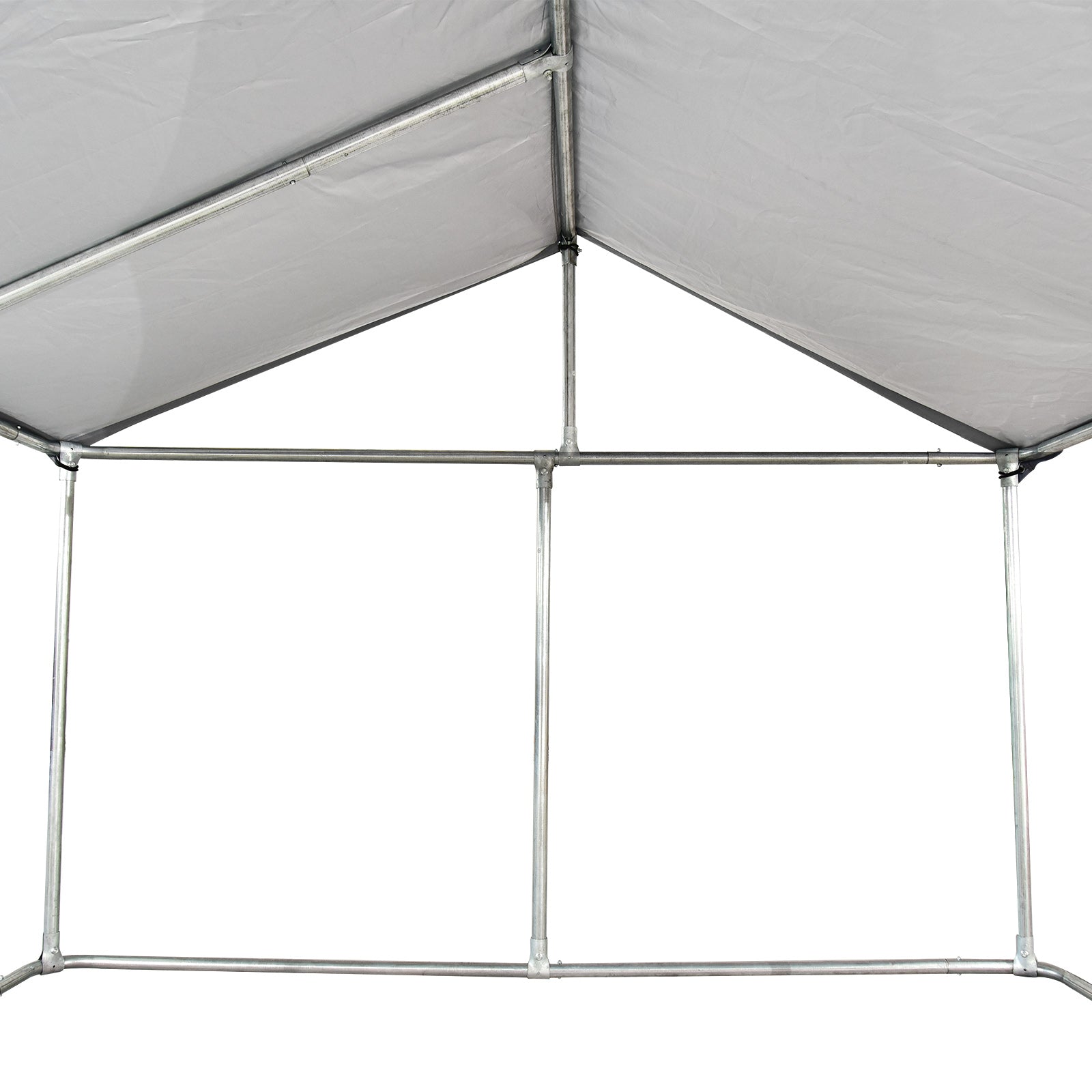 PawHut 7.5'Lx7.5'Wx5.6'H Large Outdoor Dog Kennel Playpen Galvanized Pet Exercise House Cage with Canopy Roof, Silver