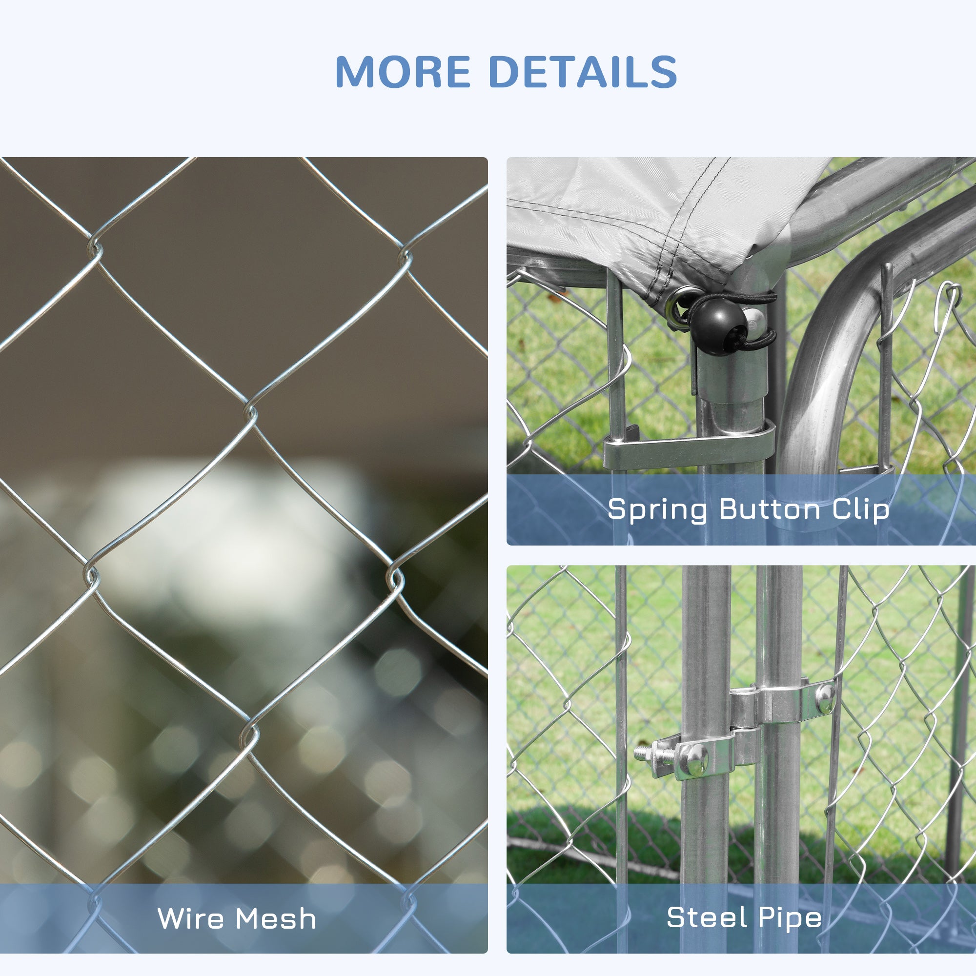PawHut 7.5' x 7.5' x 5.6' Dog Kennel, Outdoor Dog Run with Waterproof, UV Resistant Roof, Lockable Door for Large-Sized Dogs, Silver