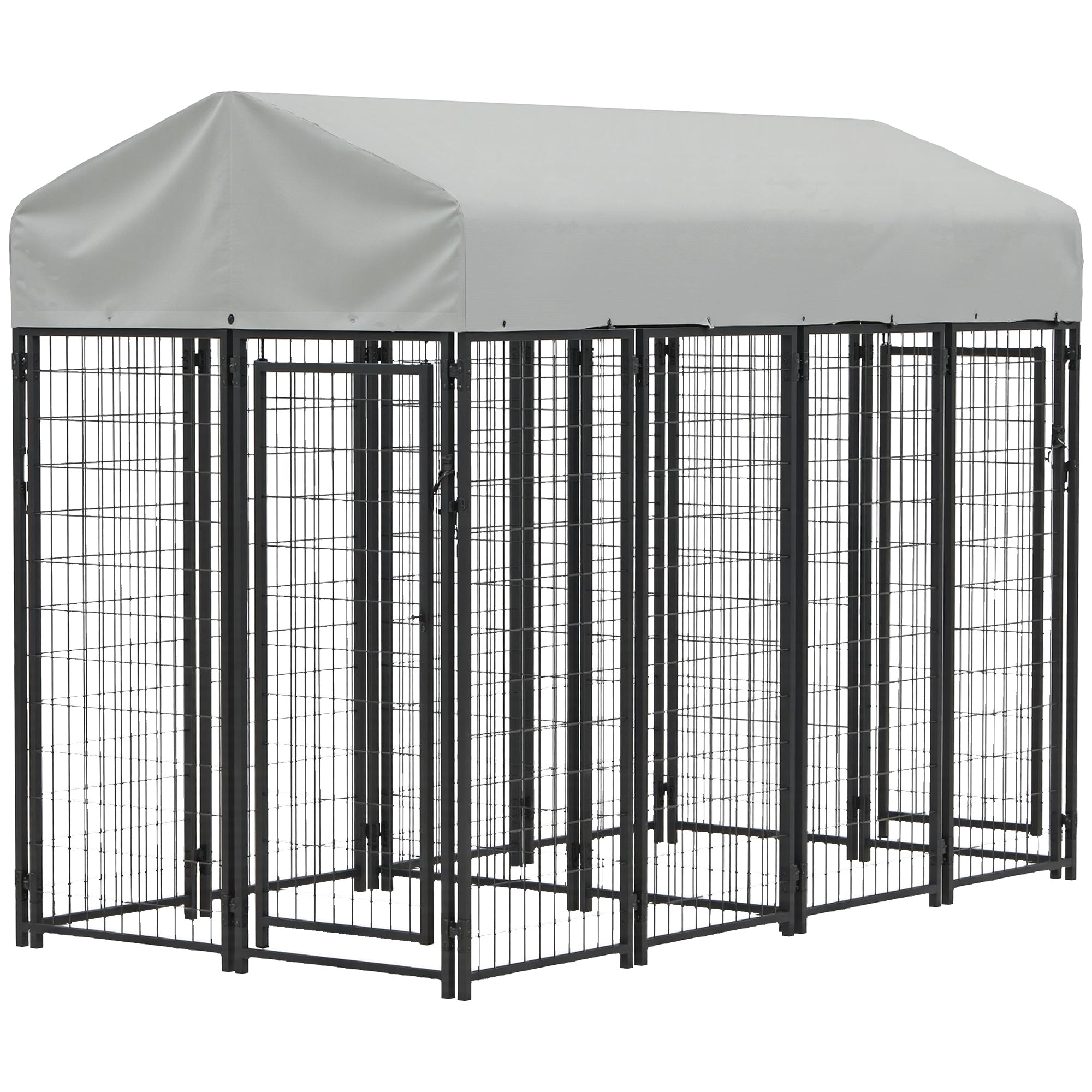 PawHut 8' x 4' x 6' Dog Kennel Outside with 2 Rooms, Dog Playpen Exercise Pen with 2 Lockable Door, Water-Resistant Canopy, for Medium and Large Puppies
