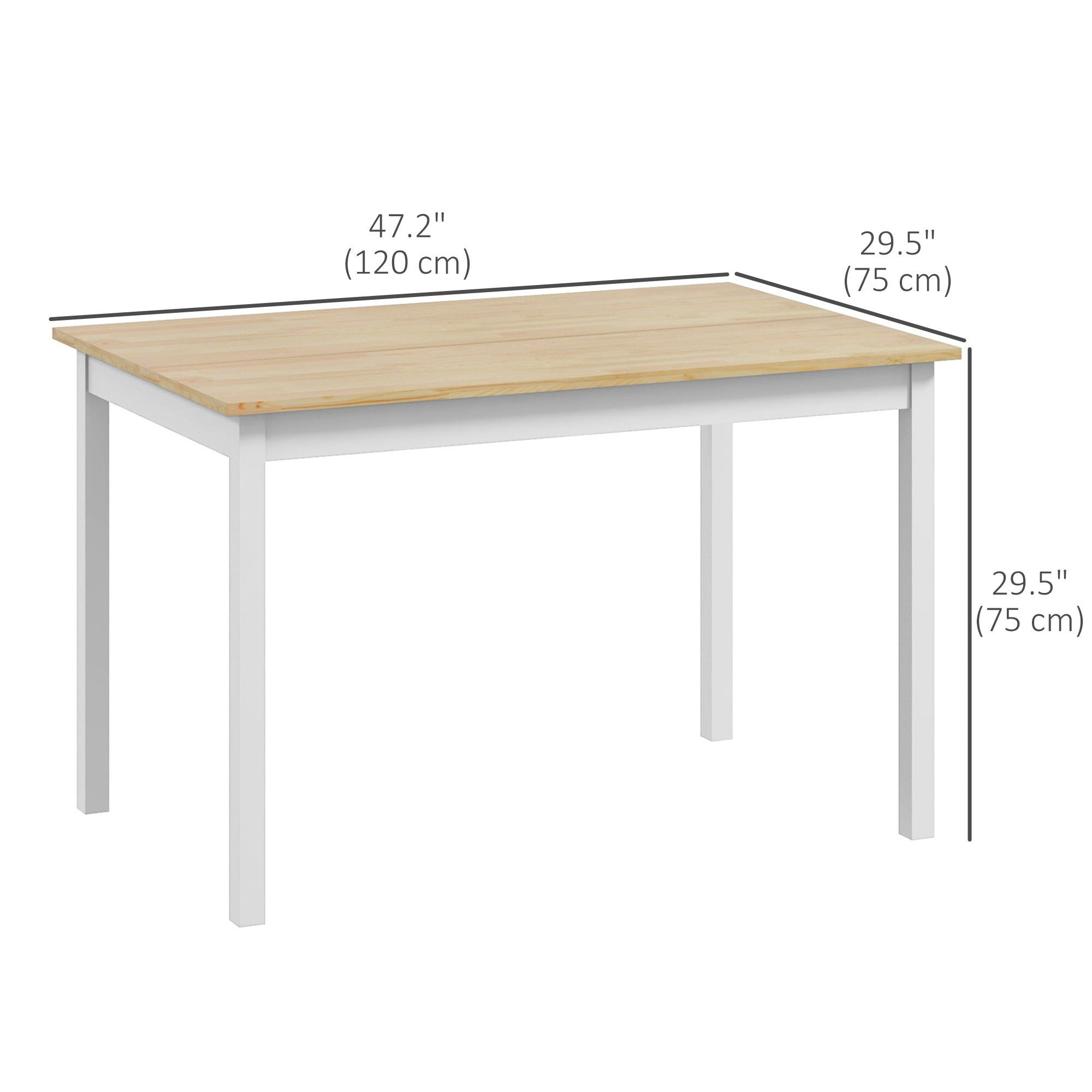 HOMCOM Dining Table for 4, Farmhouse Kitchen Table with Wooden Frame for Living Room, Dining Room, Natural