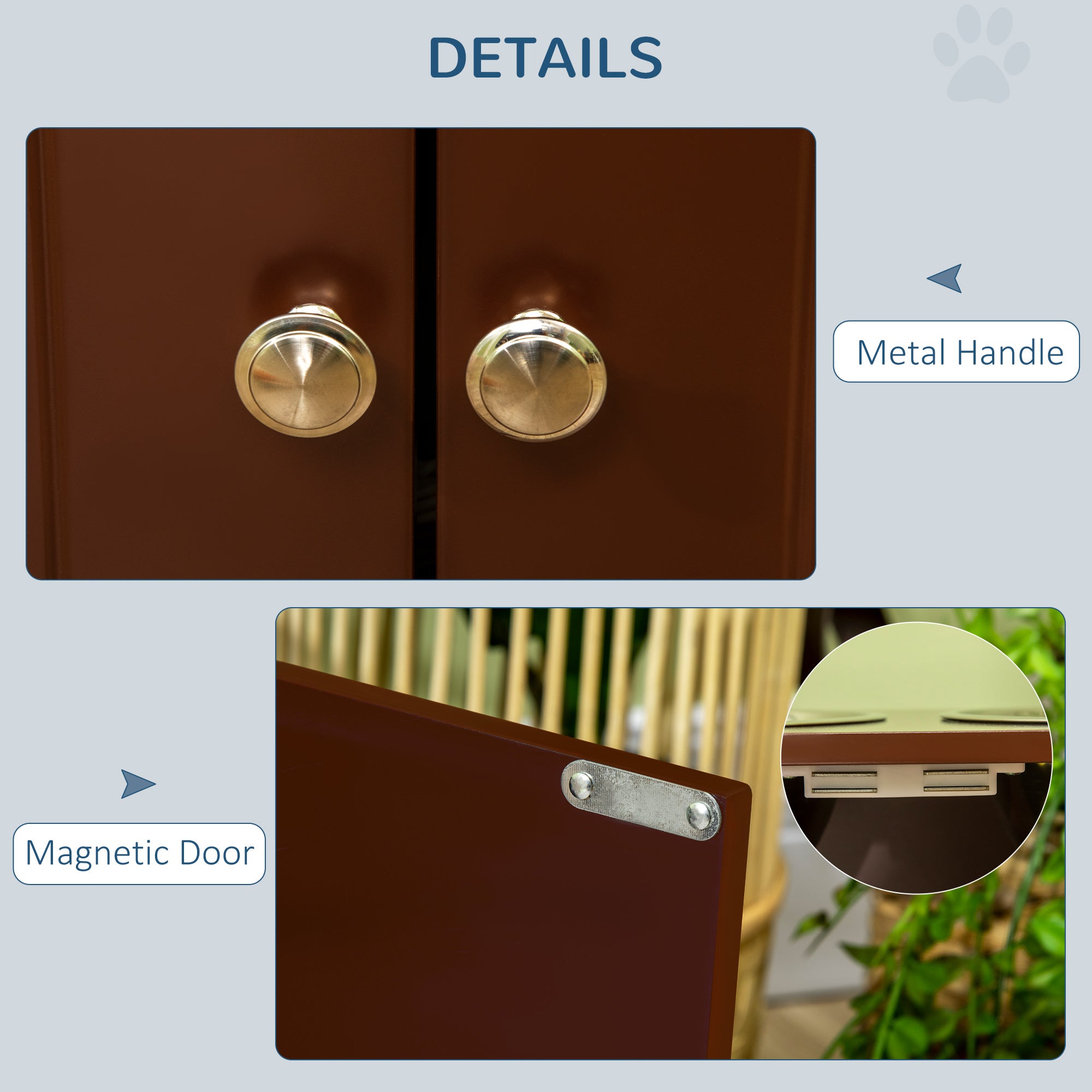 PawHut Elevated Dog Bowls for Large Dogs Pet Feeding Station with Stand, Storage, 2 Stainless Steel Food and Water Bowls, Brown, 23.6" x 11.8" x 14"