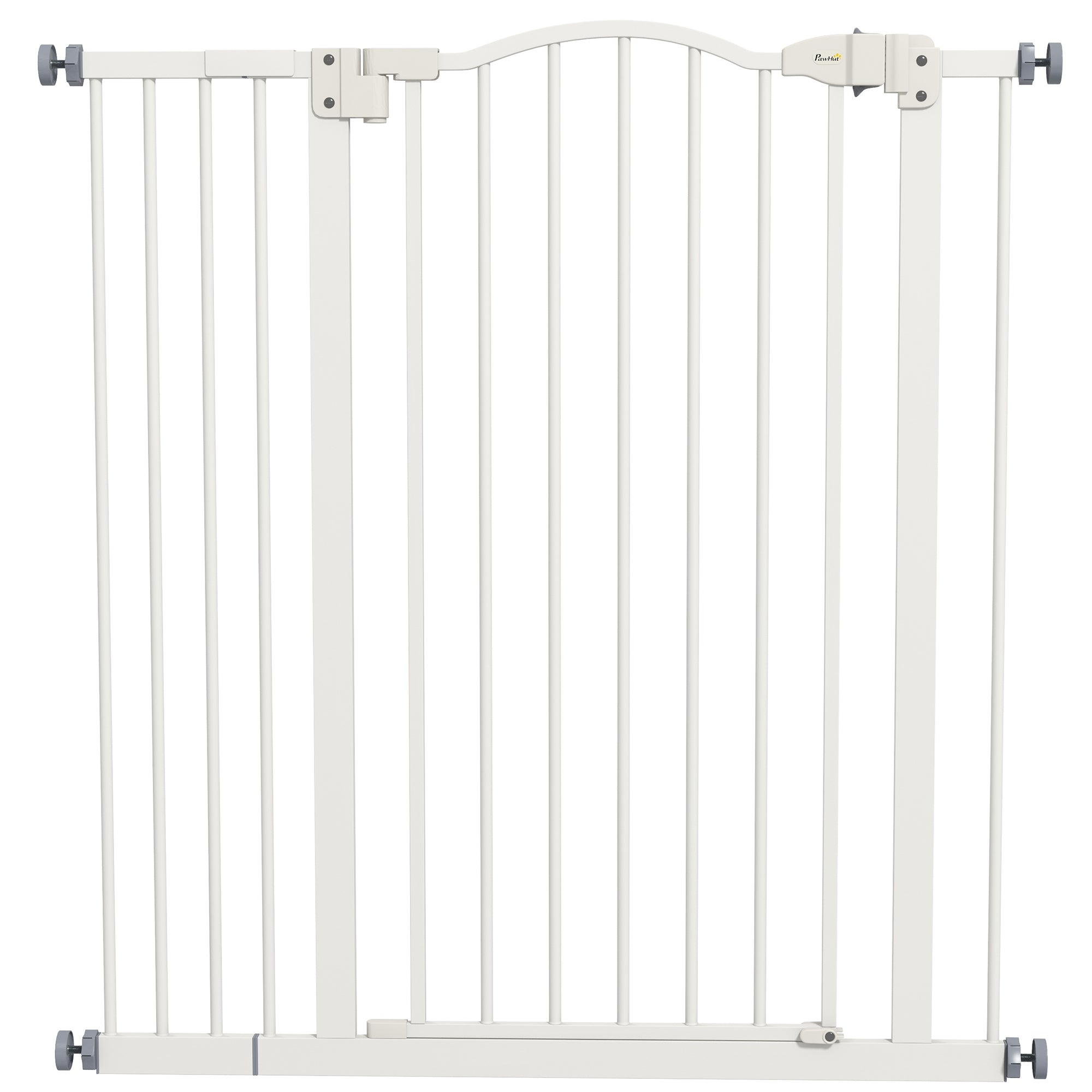 PawHut Pressure Fit Dog Stair Gate No Drilling Safety Gate Auto Close for Doorways, Hallways, 74-94cm Adjustable, 94cm Tall, White