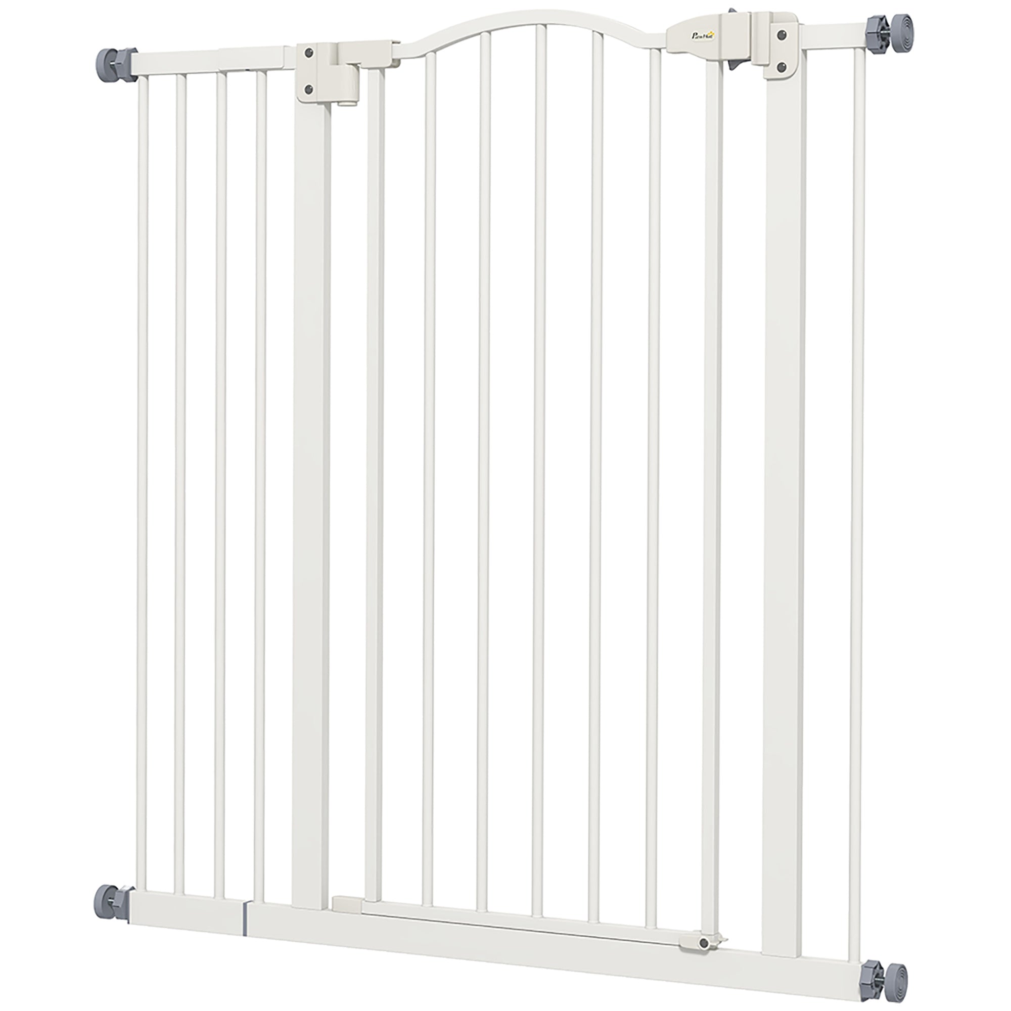 PawHut Pressure Fit Dog Stair Gate No Drilling Safety Gate Auto Close for Doorways, Hallways, 74-94cm Adjustable, 94cm Tall, White