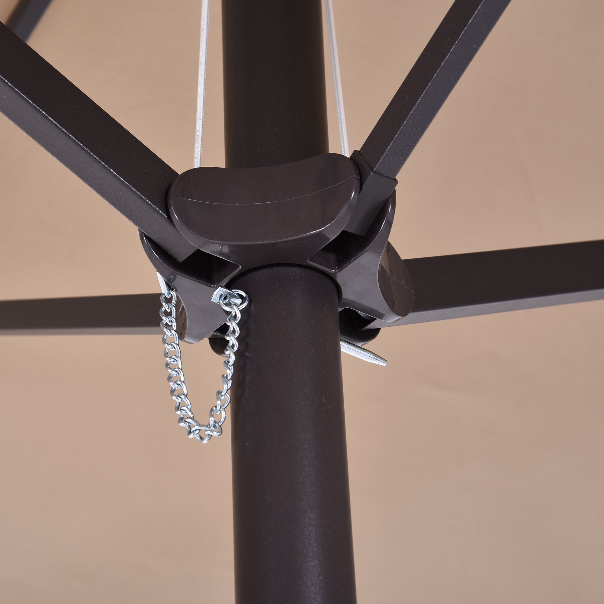 Outsunny 15ft Double-sided Patio Umbrella with Twin Canopy, Extra Large Outdoor Parasol with Crank for Pool, Deck, Market, Tan