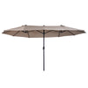 Outsunny 15ft Double-sided Patio Umbrella with Twin Canopy, Extra Large Outdoor Parasol with Crank for Pool, Deck, Market, Tan
