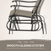 Outsunny 3PCs Glider Rocking Chairs with Table, Outdoor Gliders with Steel Frame, Mesh Seat, Tempered Glass Table Top for Patio, Garden, Backyard, Deck, Porch, Dark Grey