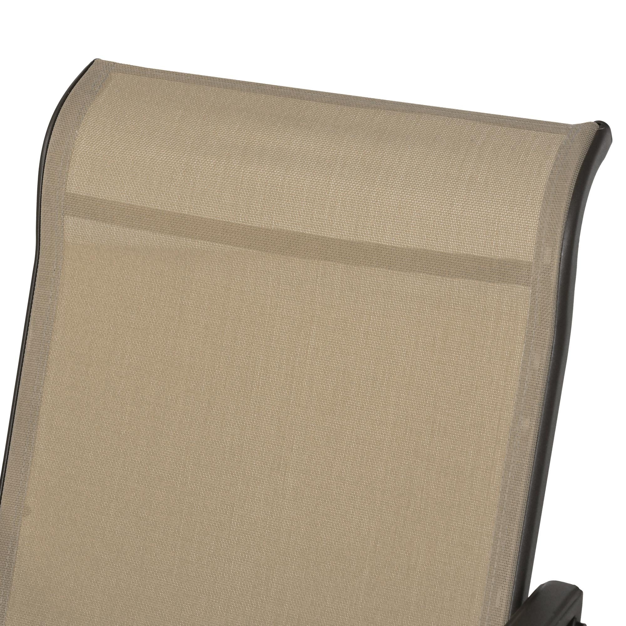 Outsunny 3PCs Glider Rocking Chairs with Table, Outdoor Gliders with Steel Frame, Mesh Seat, Tempered Glass Table Top for Patio, Garden, Backyard, Deck, Porch, Dark Grey