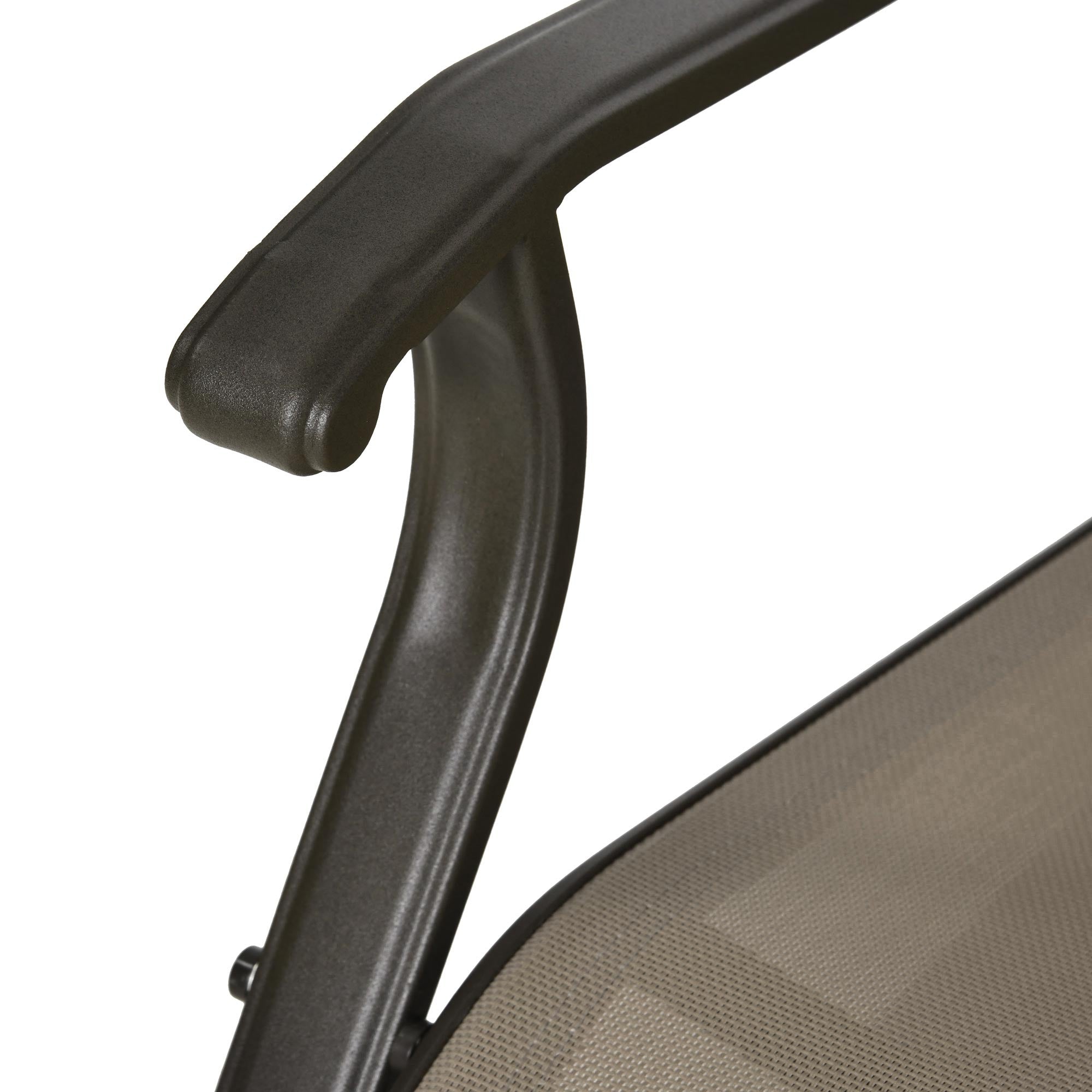 Outsunny 3PCs Glider Rocking Chairs with Table, Outdoor Gliders with Steel Frame, Mesh Seat, Tempered Glass Table Top for Patio, Garden, Backyard, Deck, Porch, Dark Grey