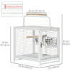 PawHut Bird Travel Carrier Cage for Parrots Conures African Grey Cockatiel Parakeets with Stand Perch, Stainless Steel Bowls, Pull Out Tray, White