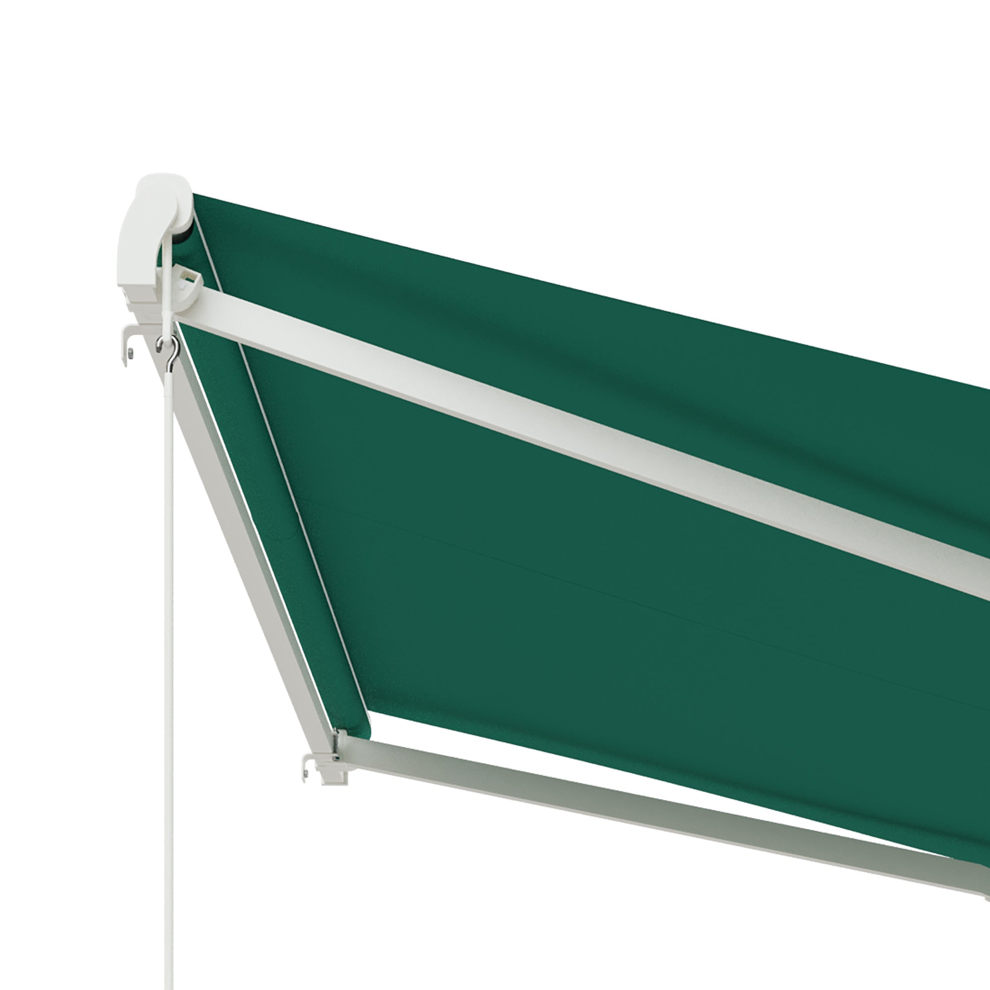 Outsunny 10' x 8' Electric Awning, Retractable Awning Sun Shade Shelter with Remote Controller, Manual Crank Handle and Aluminum Frame, for Deck, Balcony, Yard, Green
