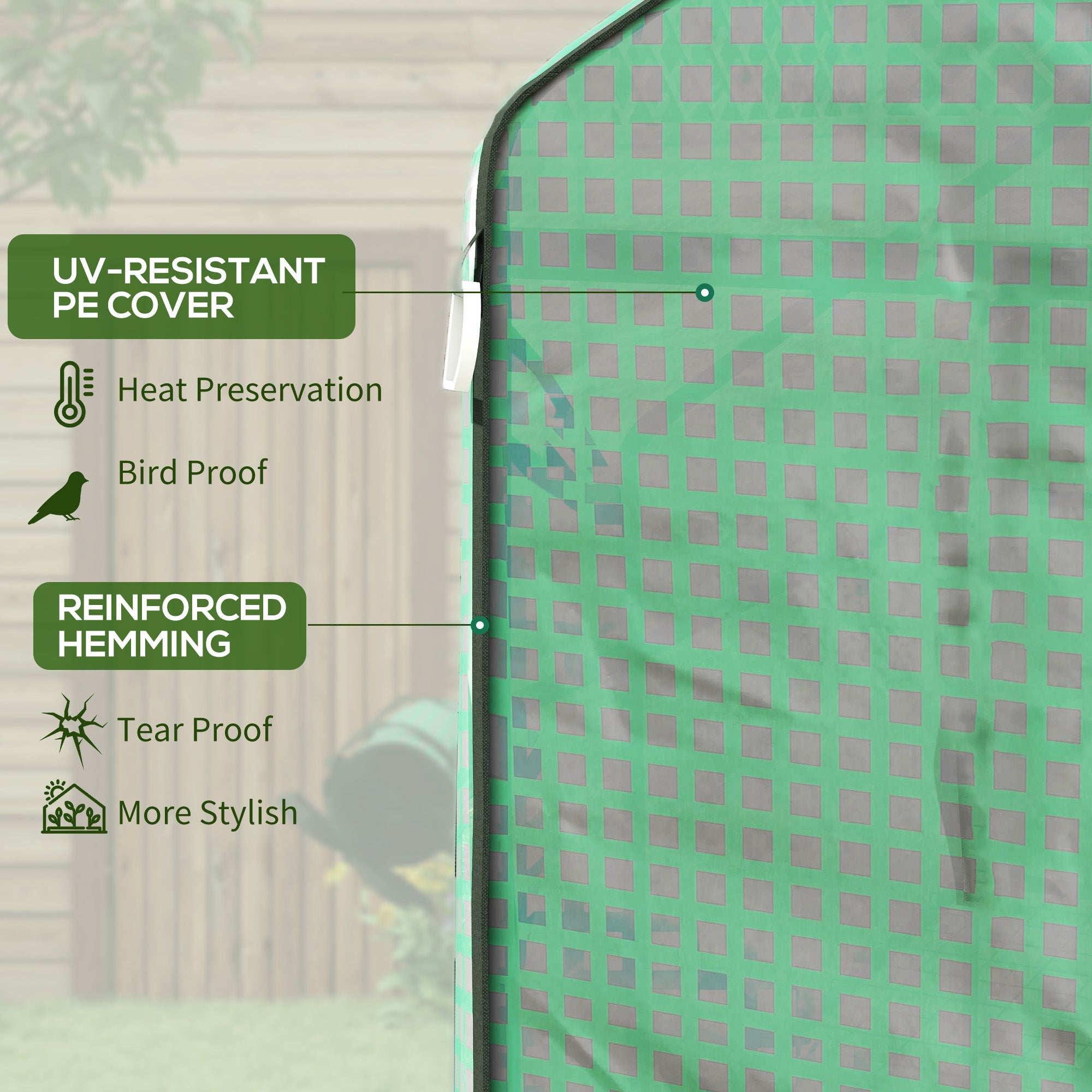 Outsunny 4.6' x 4.7' x 6.2' Walk-in Greenhouse with 3 Tier 8 Shelves, Outdoor Green House with Reinforced PE Cover, Garden Plant Grow Hot House Roll-up Door and Mesh Windows, Green