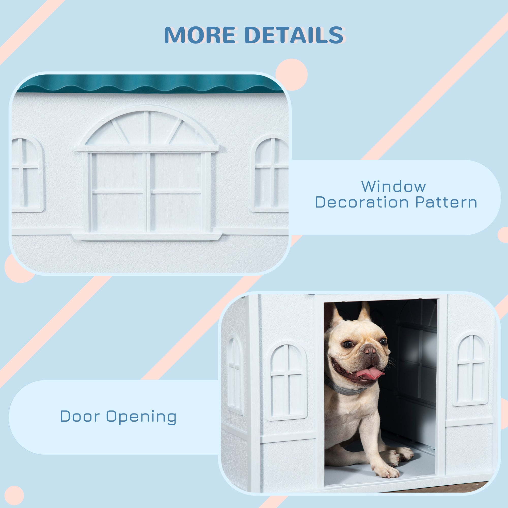 PawHut 26" Plastic Dog House Outdoor, Waterproof Dog Kennel with Air Vents, Pet Shelter for Small Medium Dogs, Blue