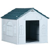 PawHut 26" Plastic Dog House Outdoor, Waterproof Dog Kennel with Air Vents, Pet Shelter for Small Medium Dogs, Blue