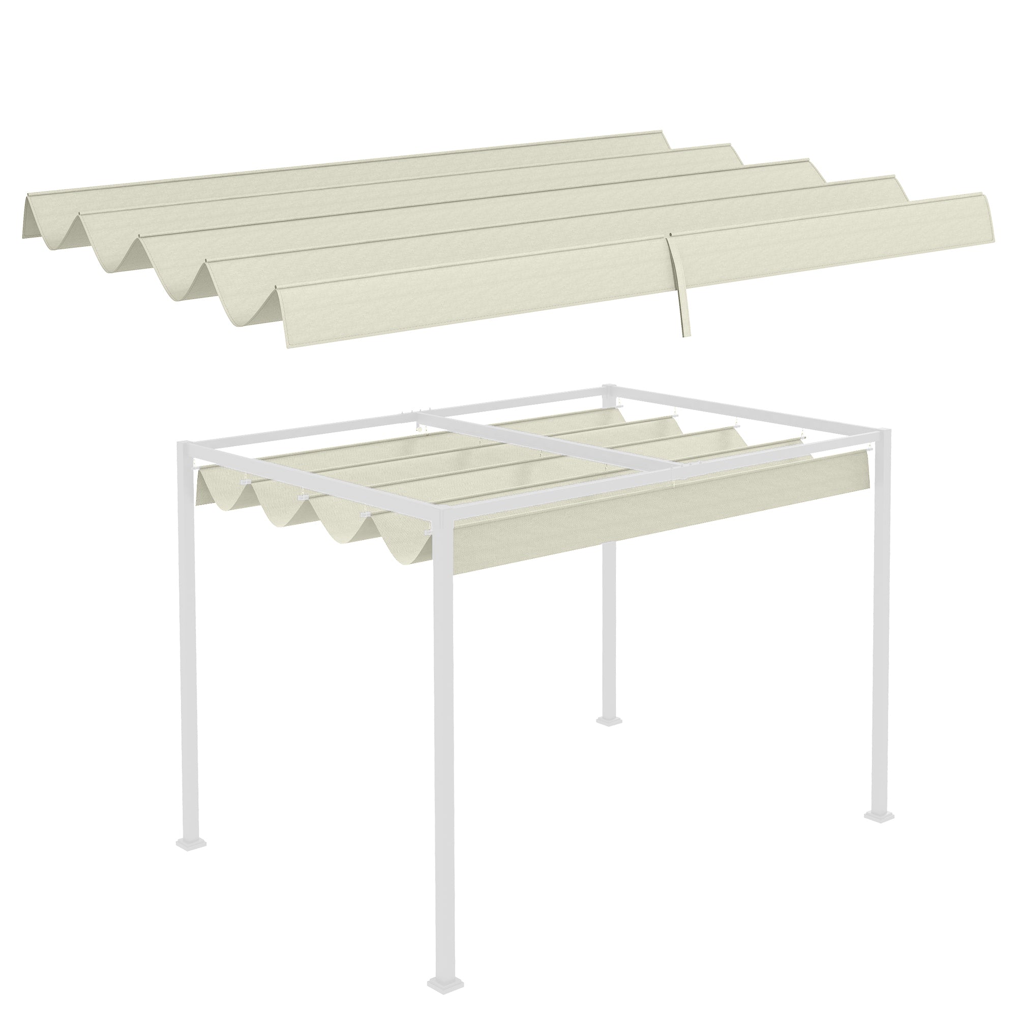 Outsunny Retractable Pergola Canopy, Sun Shade Cover, UV30+ Protected Replacement Canopy Fabric for 9.8' x 7.1' Pergola, Cream White