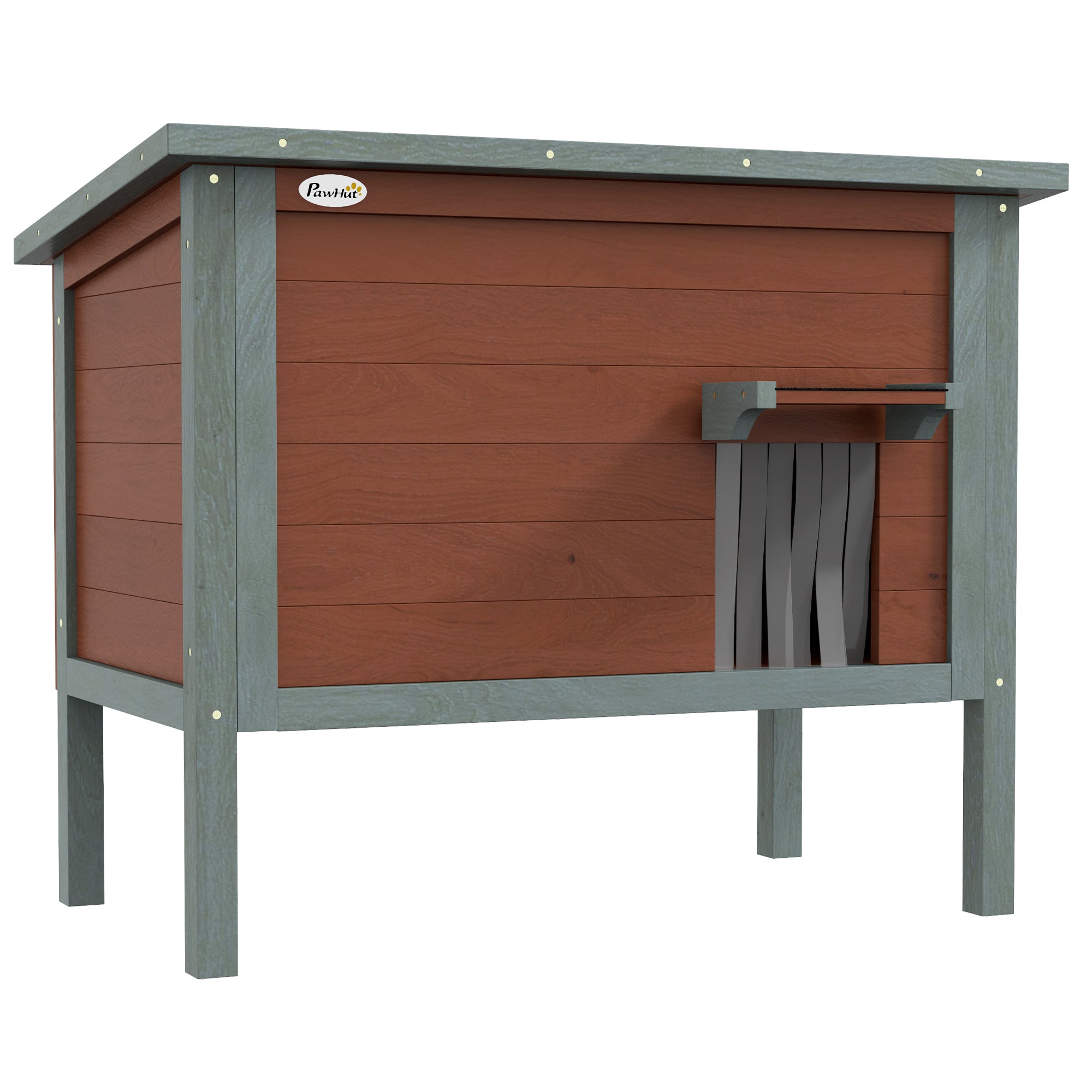 PawHut Outdoor Cat House, Wooden Feral Cat House, All-Around Foam Insulated Cat Shelter with Weatherproof Roof, Removable Floor, Openable Roof, Brown