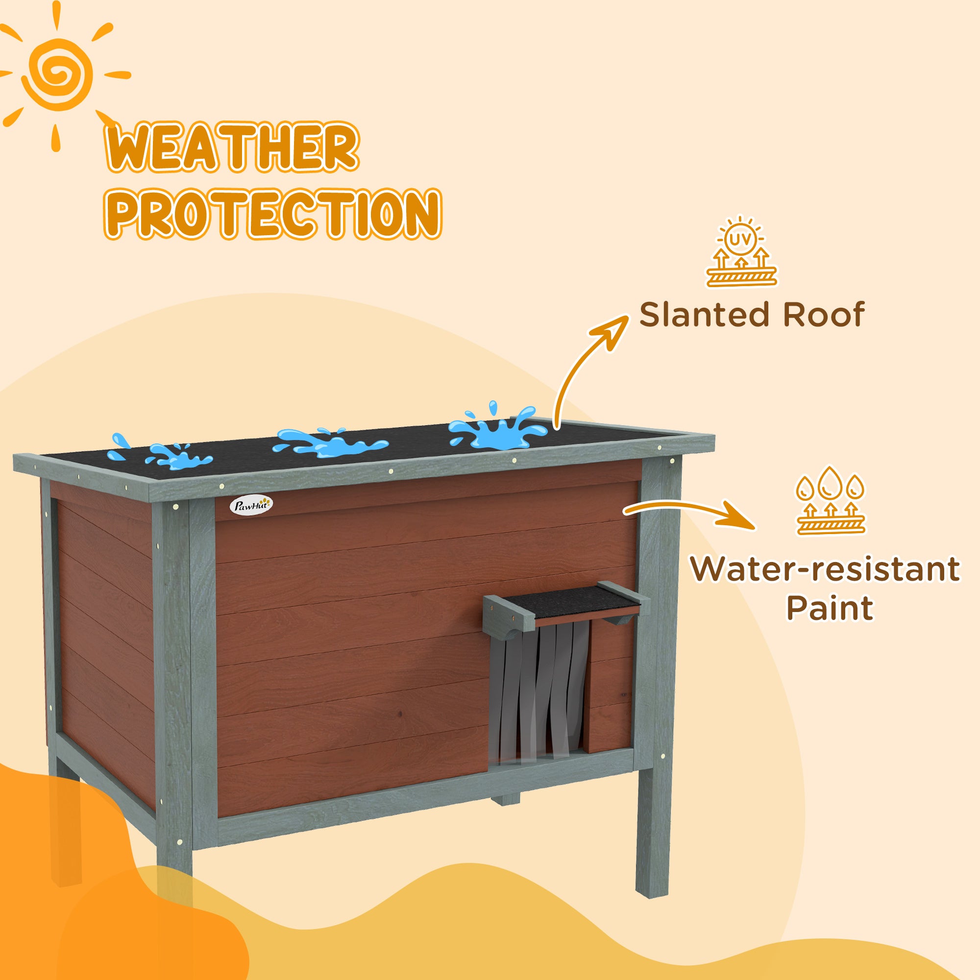 PawHut Outdoor Cat House, Wooden Feral Cat House, All-Around Foam Insulated Cat Shelter with Weatherproof Roof, Removable Floor, Openable Roof, Brown