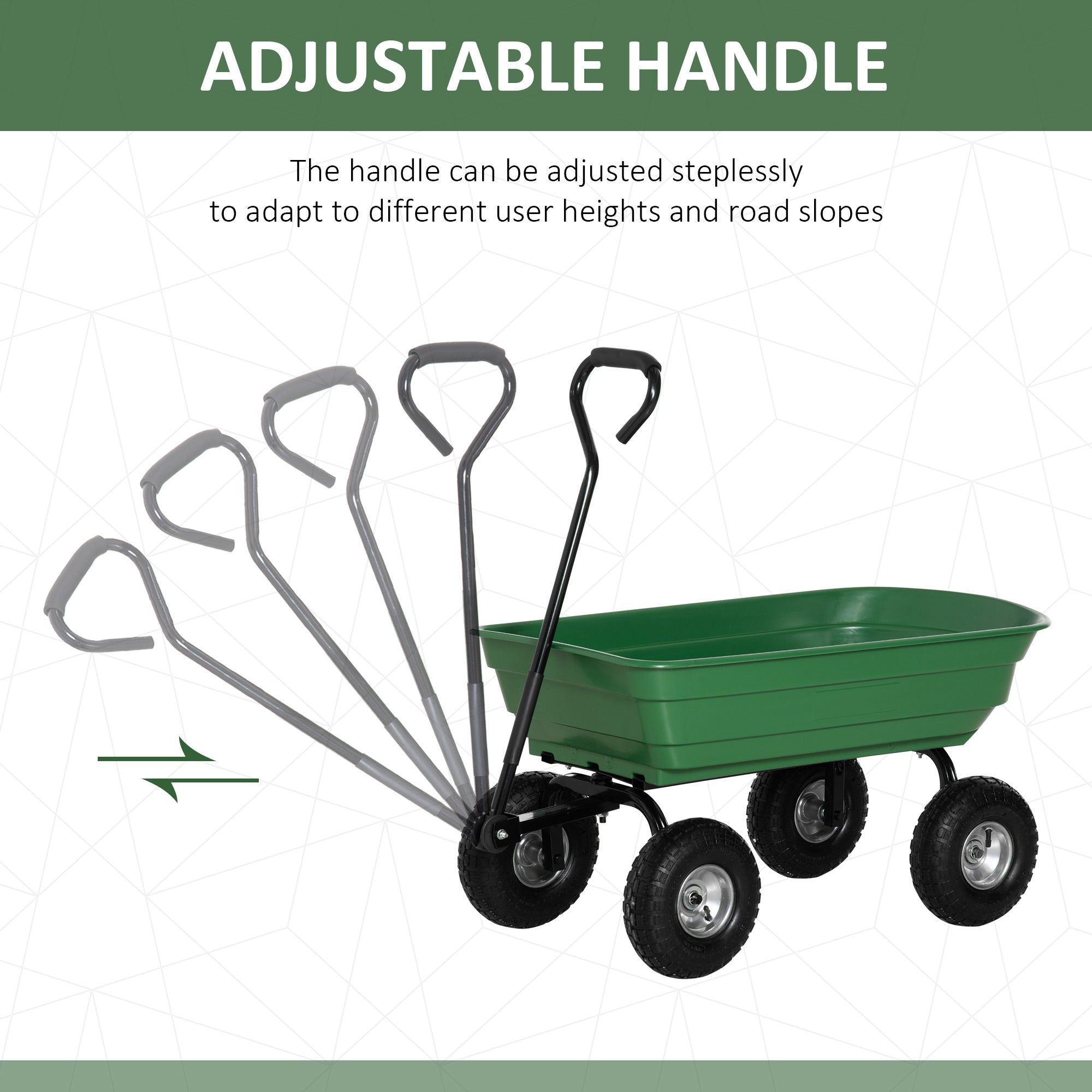 Outsunny Steel Garden Cart with Handle and 10