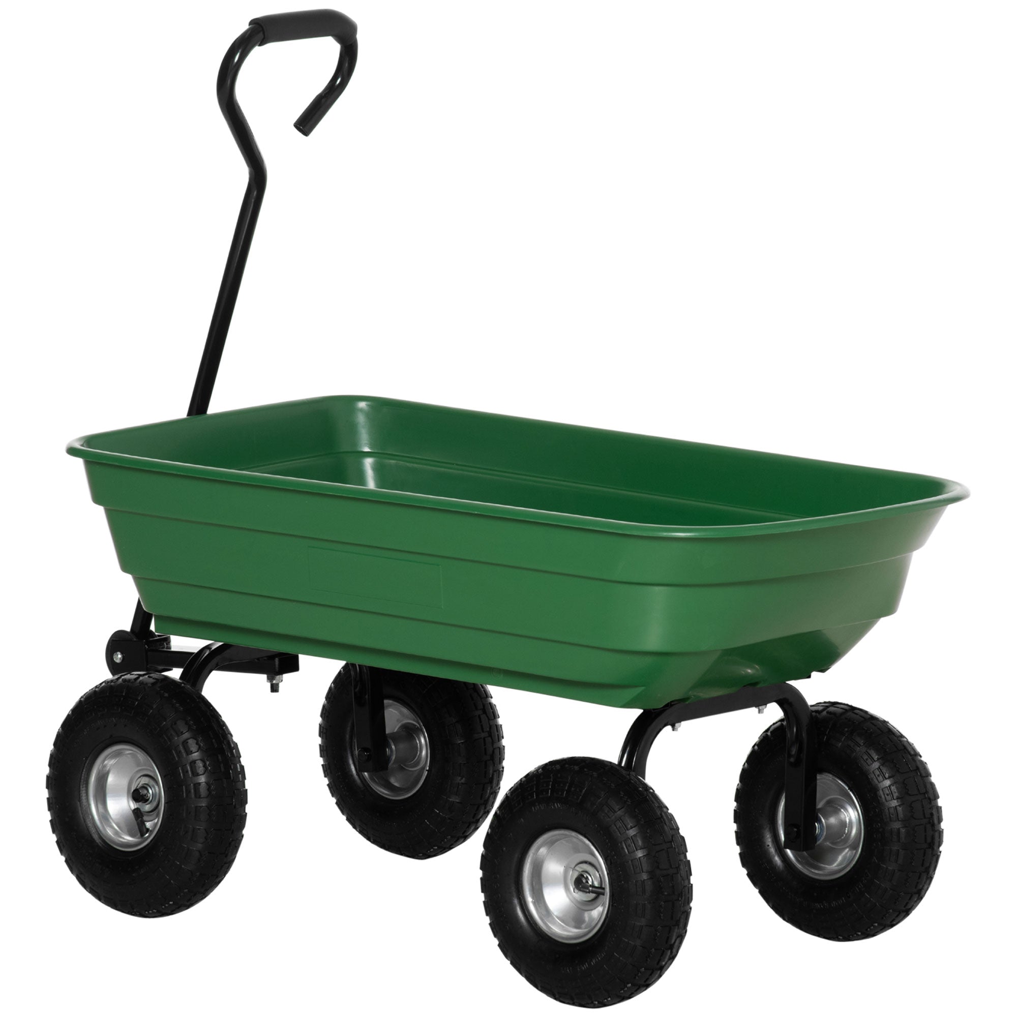 Outsunny Steel Garden Cart with Handle and 10" Pneumatic Tires, Utility Wagon Cart for Garden, Patio, Lawn, 551 lbs Capacity