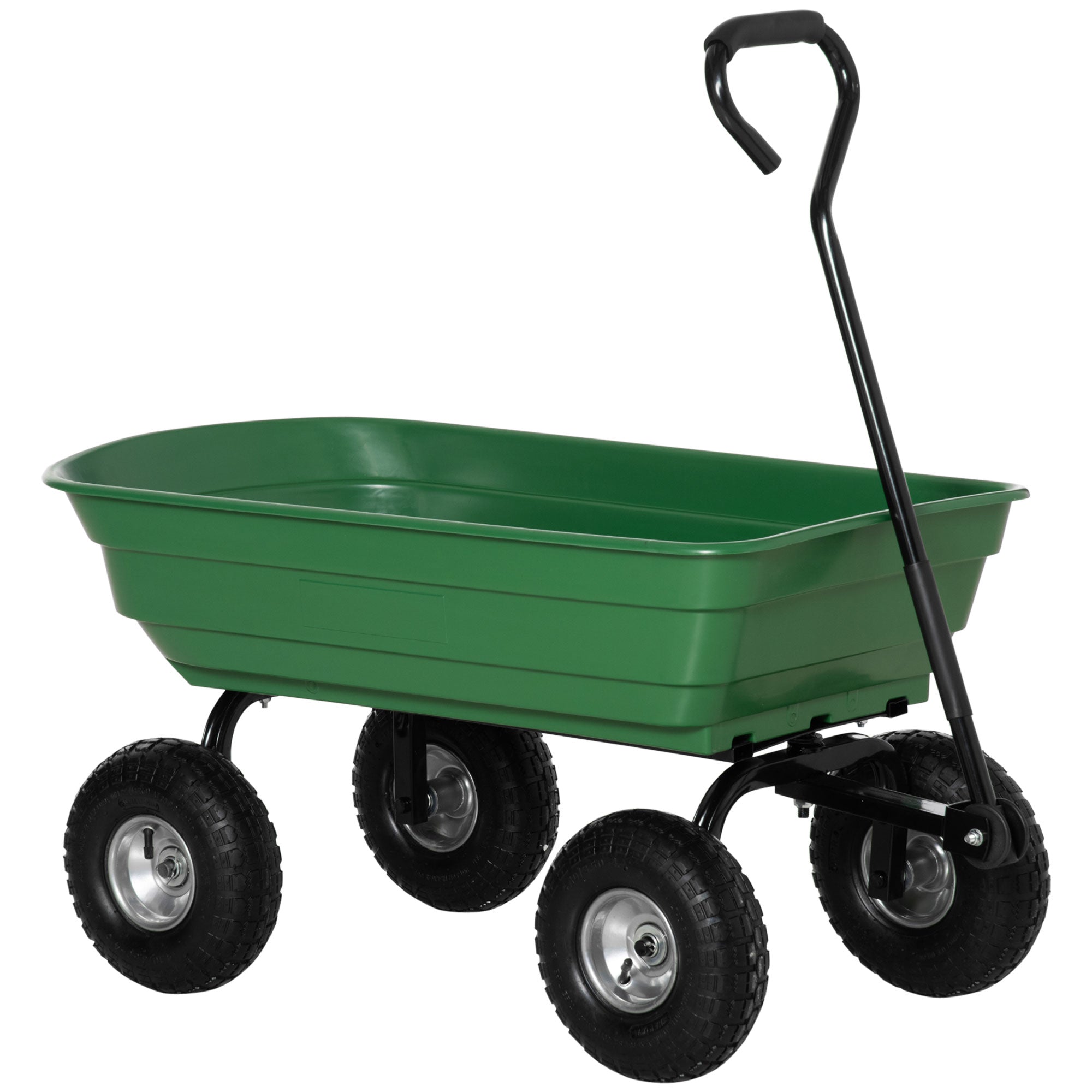 Outsunny Steel Garden Cart with Handle and 10" Pneumatic Tires, Utility Wagon Cart for Garden, Patio, Lawn, 551 lbs Capacity
