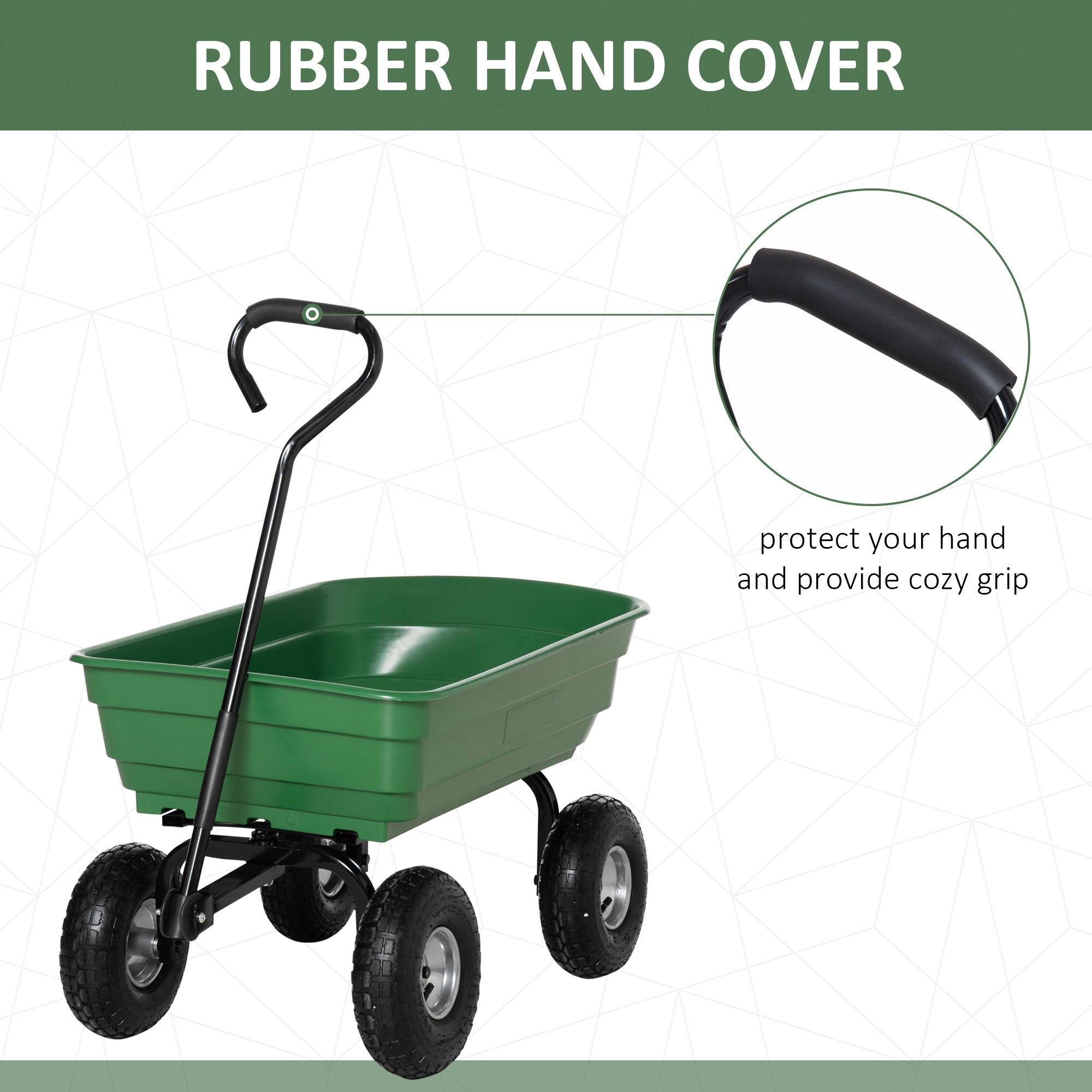 Outsunny Steel Garden Cart with Handle and 10