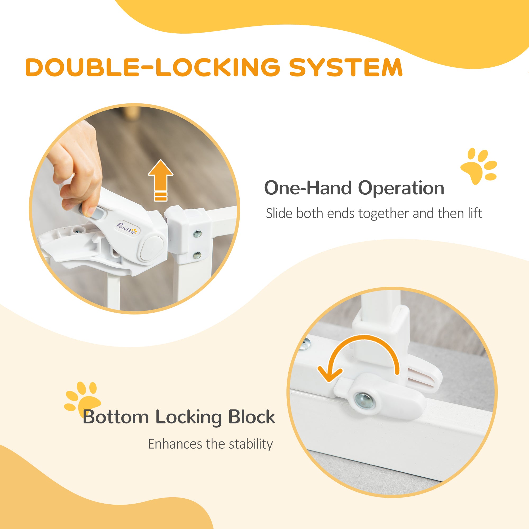 PawHut 30"H Dog Gate with Cat Door, Pet Gate with Small Door, Easy Open Indoor Dog Gates for Doorways, House, Stair, 29"-32" Long, White