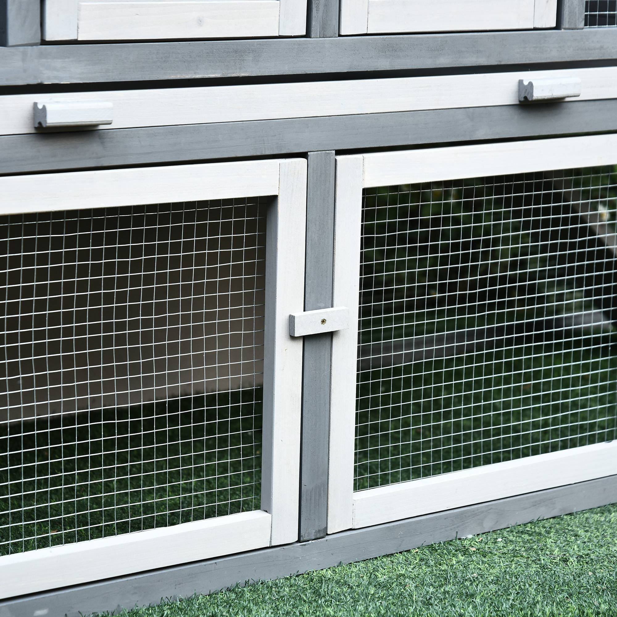PawHut 88.5" x 27.5" x 39.25" Deluxe Wooden Rabbit Hutch Backyard Bunny Cage Small Animal Living House with Outdoor Run, Grey