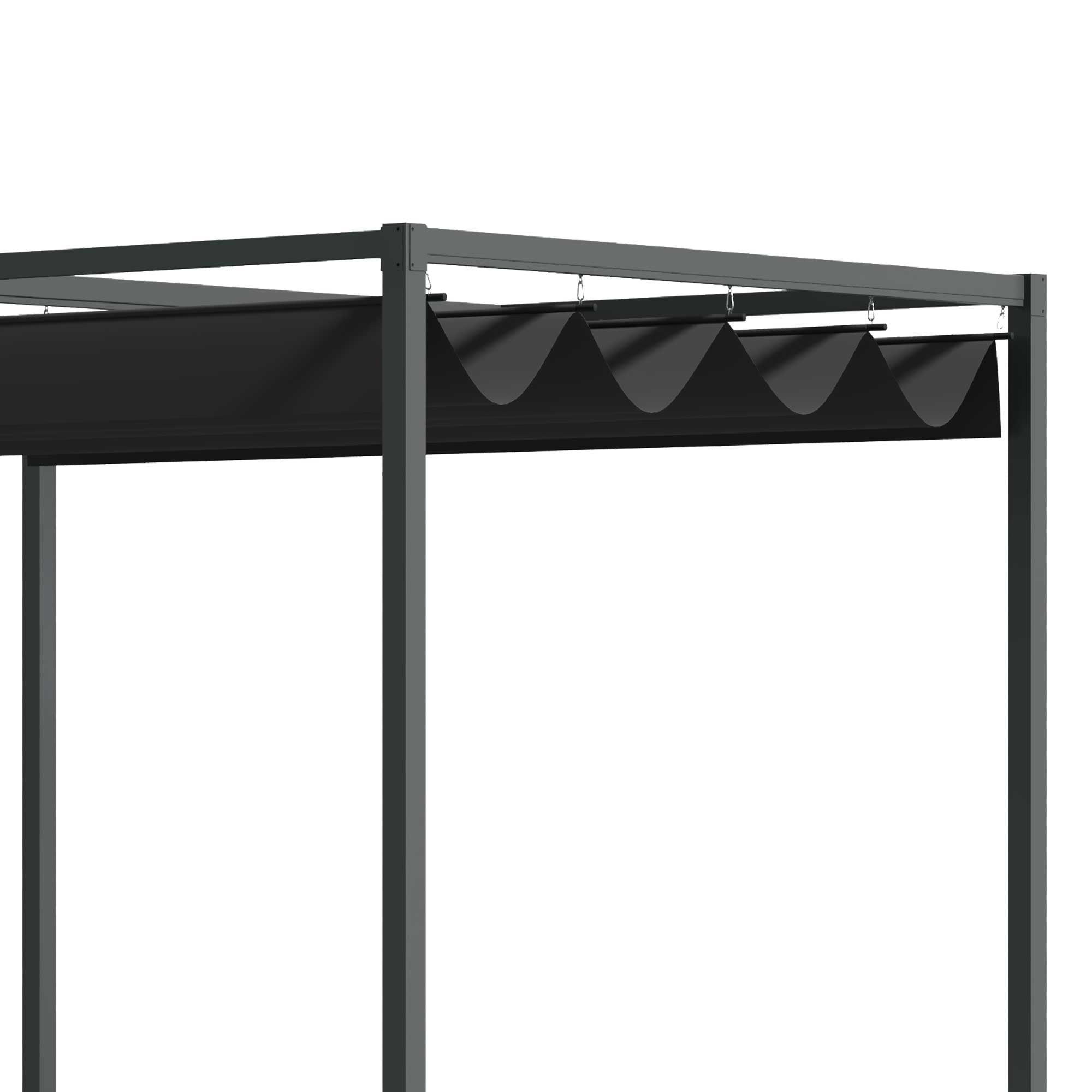 Outsunny 10' x7' Patio Pergola with Retractable Canopy, Outdoor Sun Shelter, Yard Shade, Black