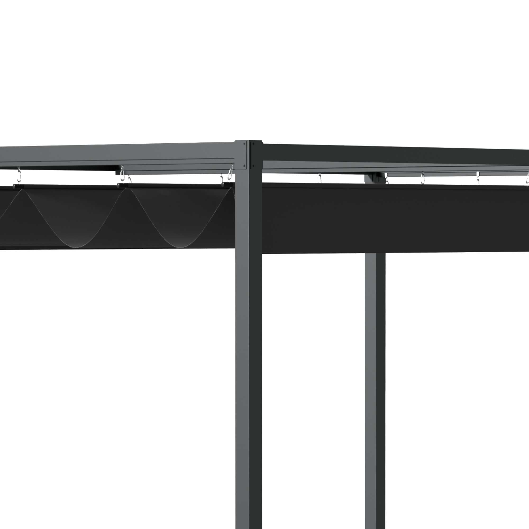 Outsunny 10' x7' Patio Pergola with Retractable Canopy, Outdoor Sun Shelter, Yard Shade, Black