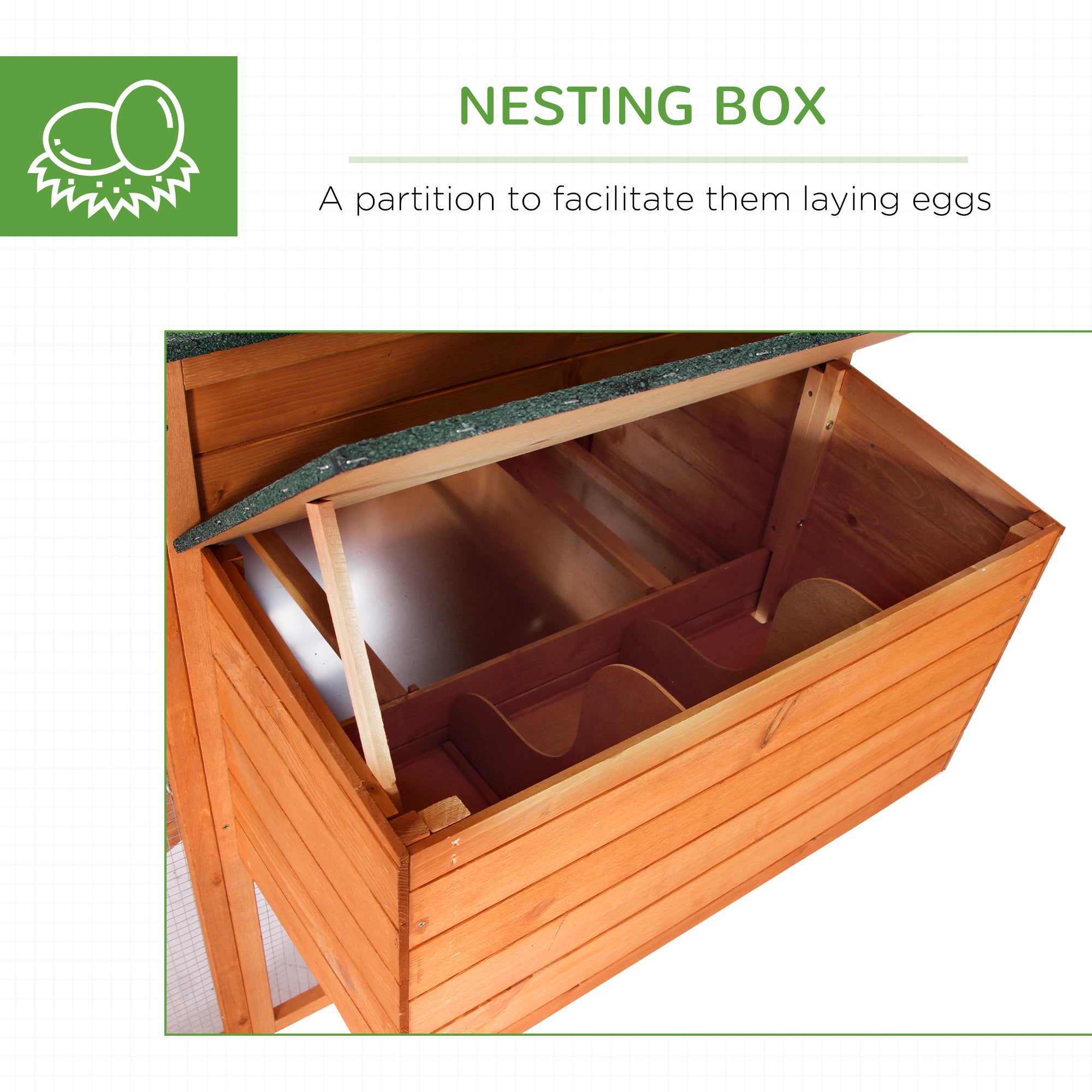 PawHut 66" Chicken Coop Wooden Hen House Rabbit Hutch Poultry Cage Pen Backyard with Nesting Box and Outdoor Run