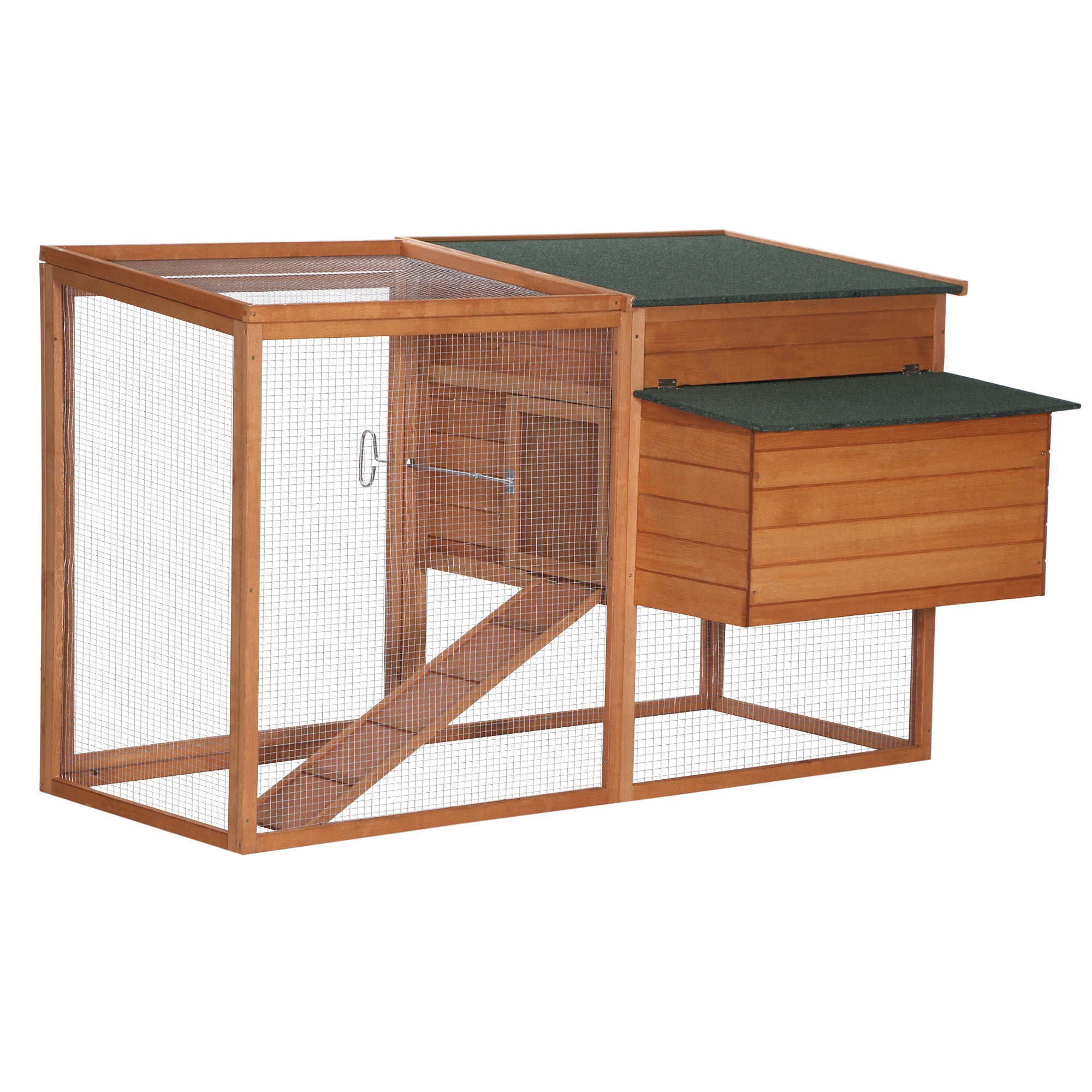 PawHut 66" Chicken Coop Wooden Hen House Rabbit Hutch Poultry Cage Pen Backyard with Nesting Box and Outdoor Run