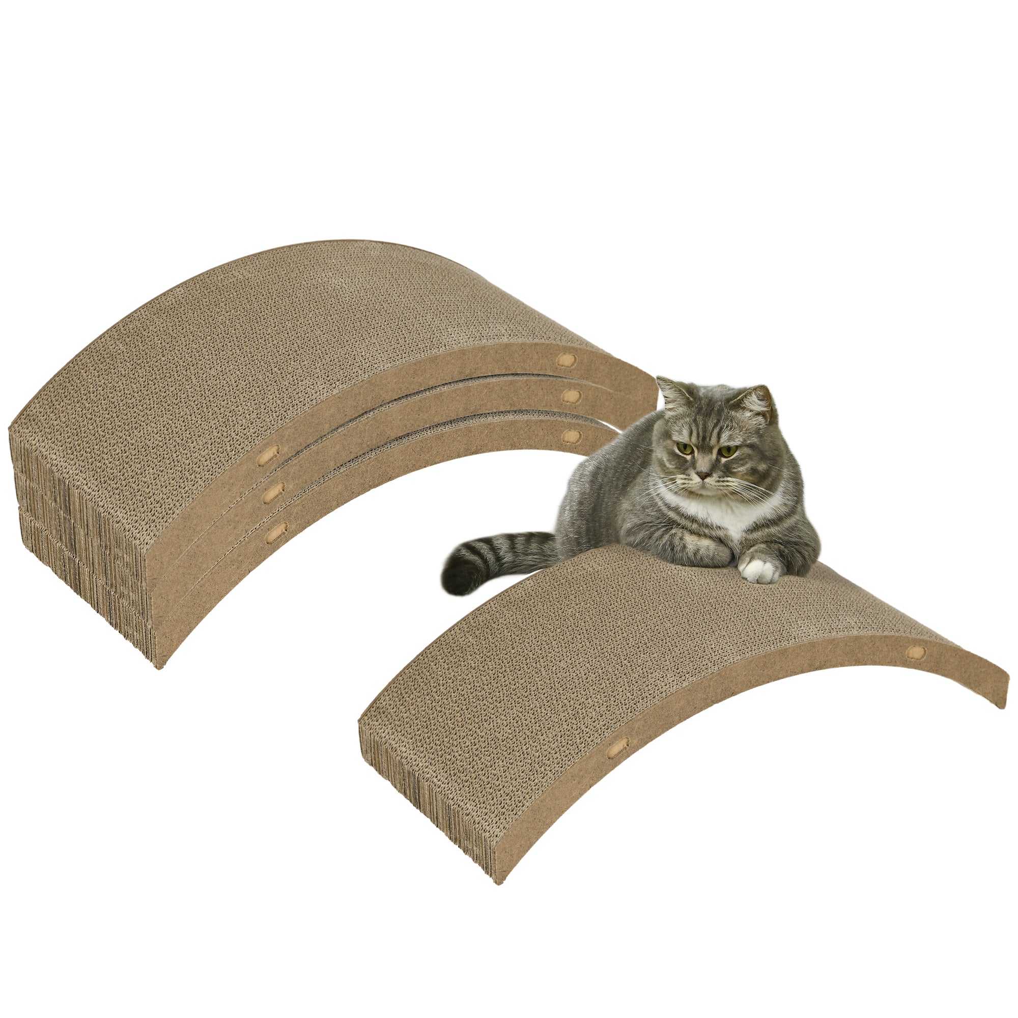 PawHut Cat Scratching Board, 4 piece Set Scratch Pad Reversible, Cat Scratcher Replacement for Cat Treadmill, Indoor Kitten, Scratching Boards Only, 55 x 26cm - Brown