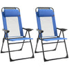 Outsunny Double Camping Chairs, Outdoor Folding Portable Chair Set with Adjustable Backrest, Removable Headrest, Armrest for Camping, Backyard, Blue