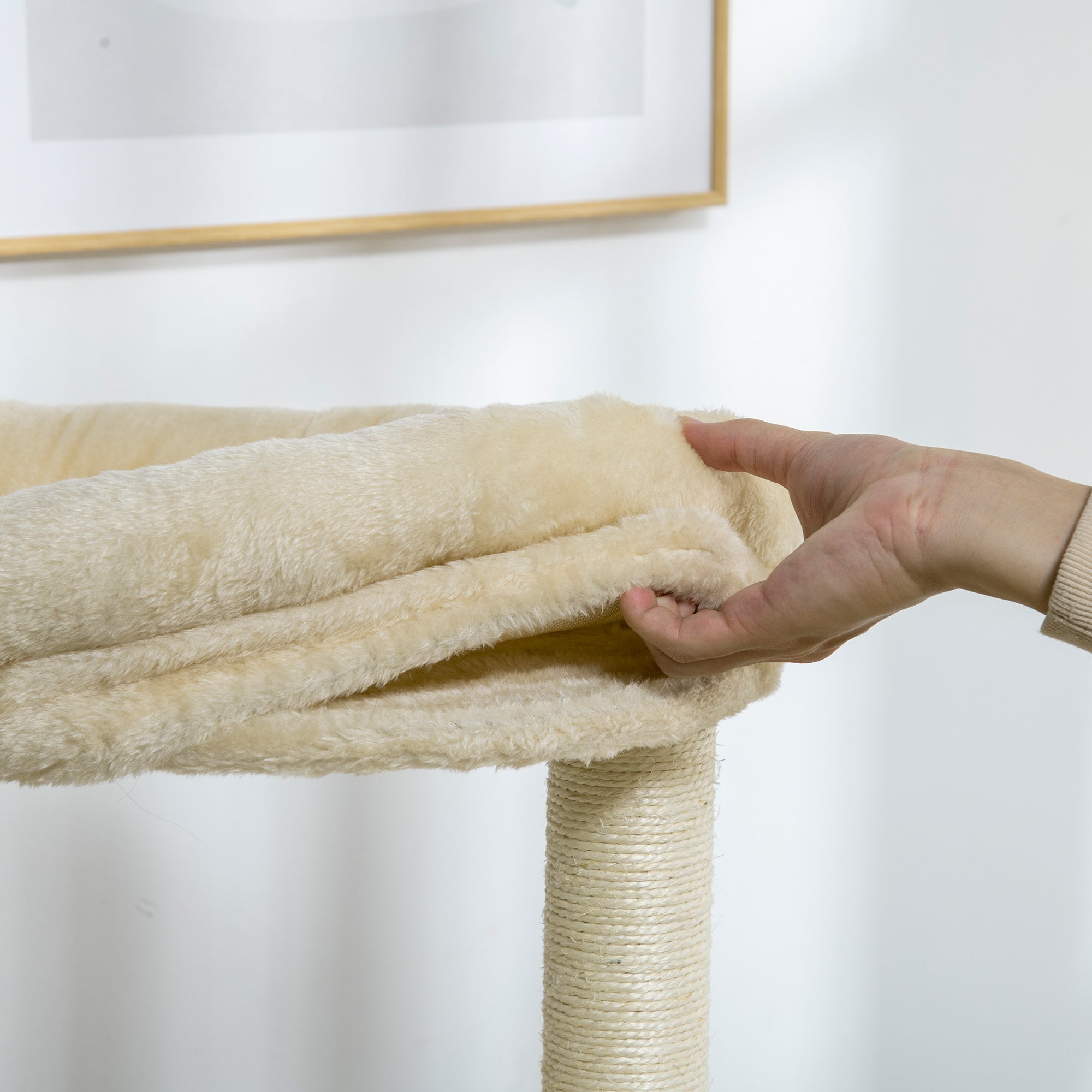 PawHut 49" Cat Tree Multi-Level Kitty Tower with Scratching Post, Cat Bed, Perch, Cushion, Anti-toppling Device, Oak