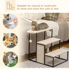 PawHut 20" 3 Steps Cat Stairs, Carpeted Ladder Ramp, Pet Steps with Scratching Board and Hanging Ball for Small Cats, Steel Frame, Cream White