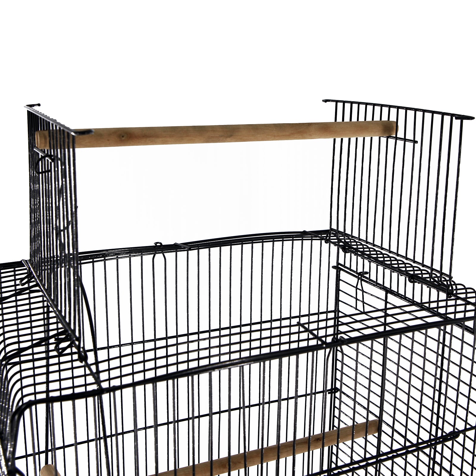 PawHut 22" Bird Cage Flight Parrot House Parakeet Playpen with Open Play Top and Feeding Bowl Perch Pet Furniture Black